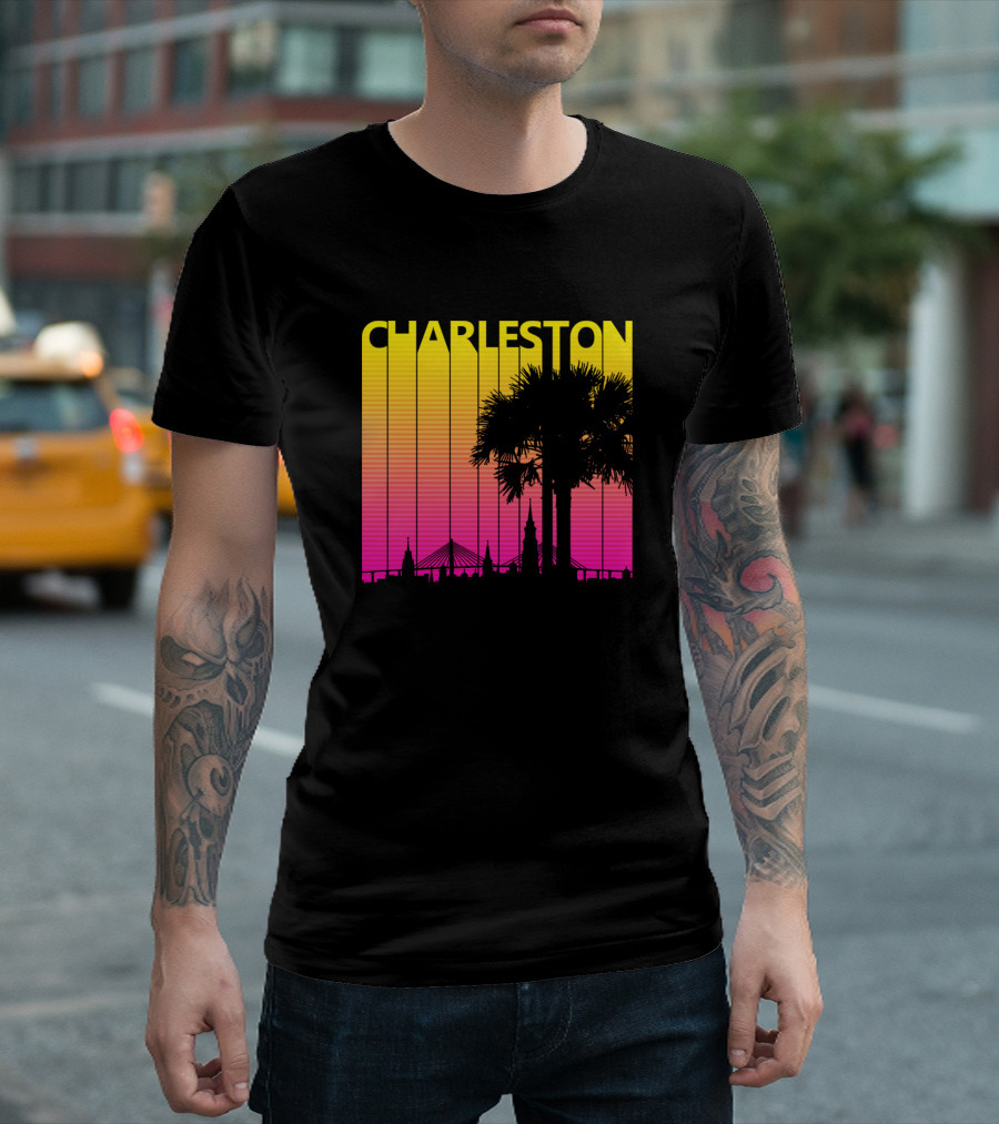 Charleston Skyline Retro 1980s Sunset Palmetto T-Shirt