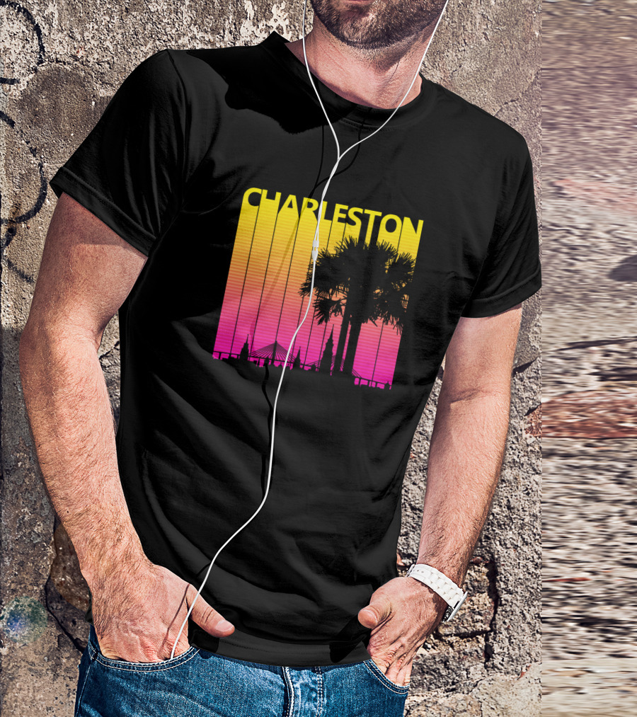 Charleston Skyline Retro 1980s Sunset Palmetto T-Shirt