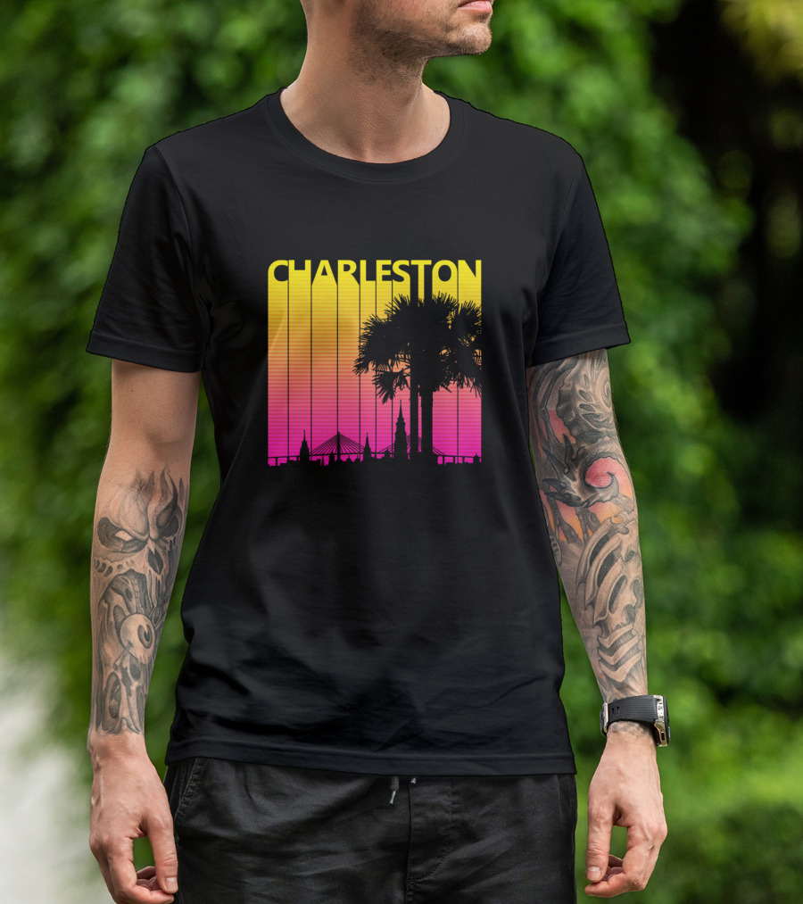 Charleston Skyline Retro 1980s Sunset Palmetto T-Shirt