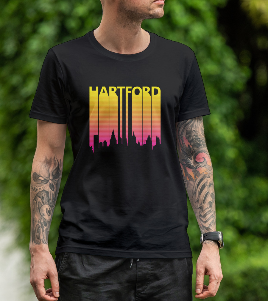 Hartford Skyline Retro 1980S Gradient T-Shirt