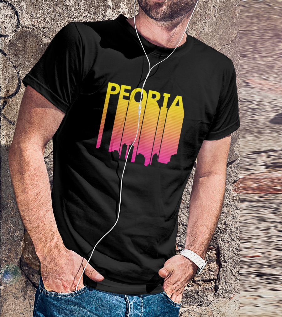 Peoria 1980s Retro Skyline T-Shirt