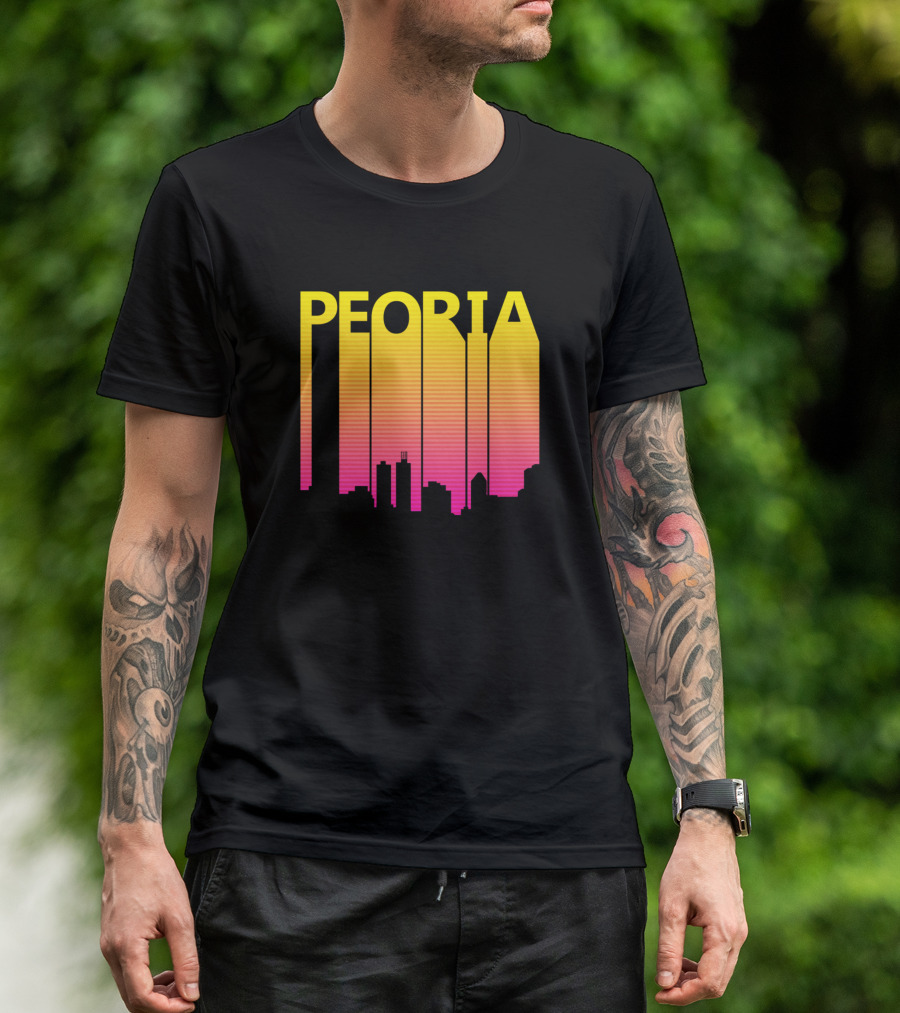 Peoria 1980s Retro Skyline T-Shirt