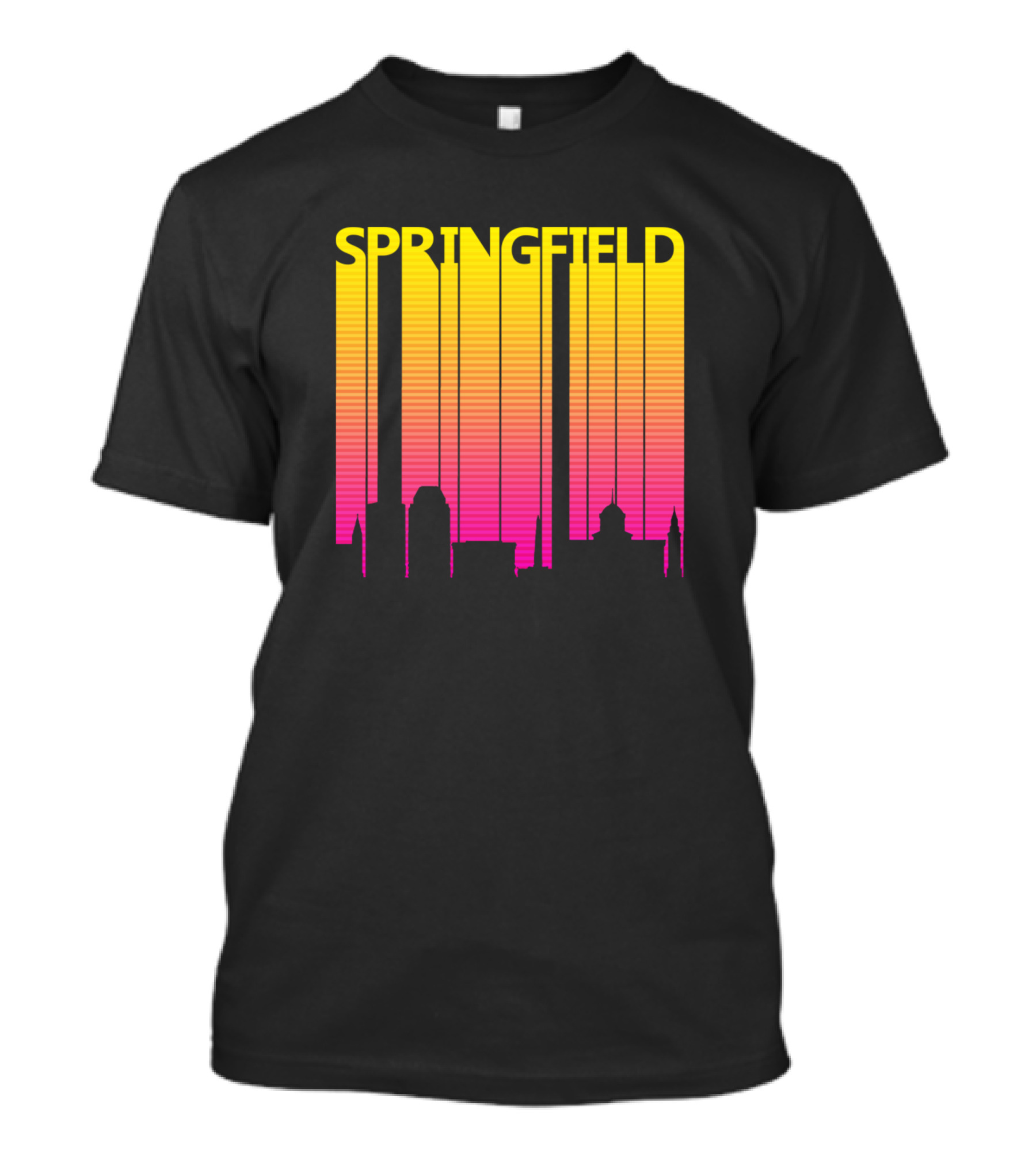 Springfield Retro 1980s Skyline Vertical Gradient T-Shirt
