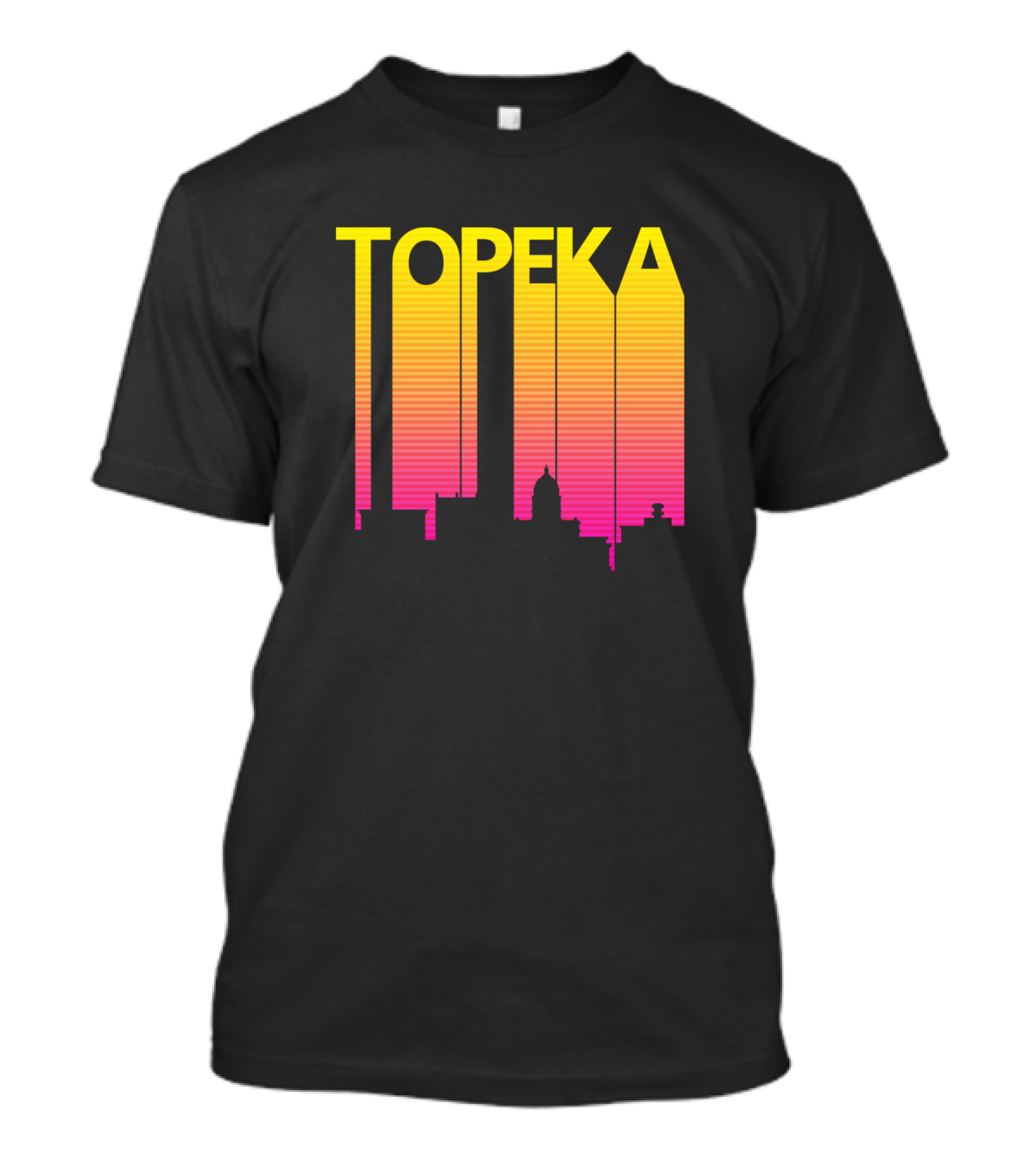 Topeka Skyline Retro 1980s Style Gradient T-Shirt