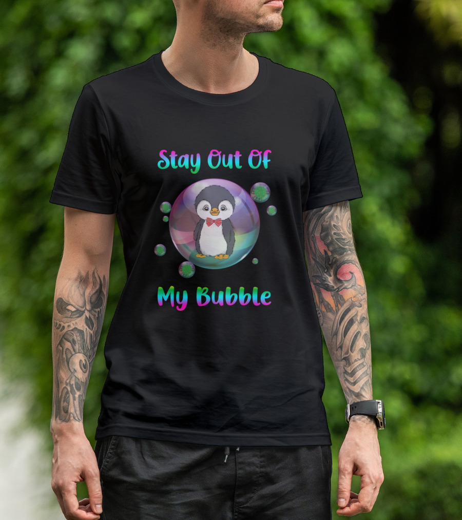 Stay Out Of My Bubble Penguin Bow Tie T-Shirt