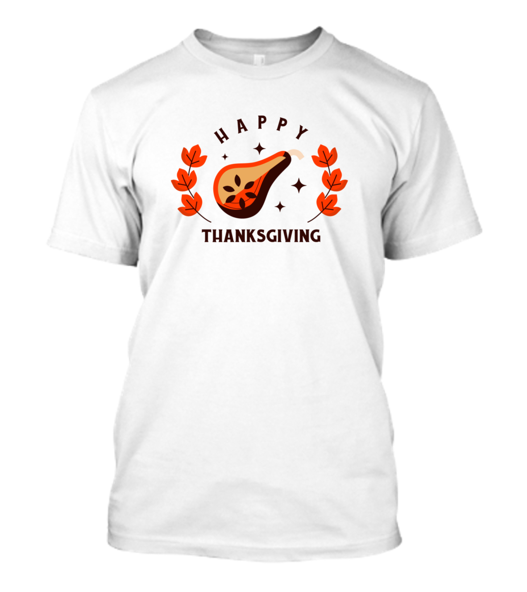 Happy Thanksgiving Festive Turkey Leg And Leaves T-Shirt