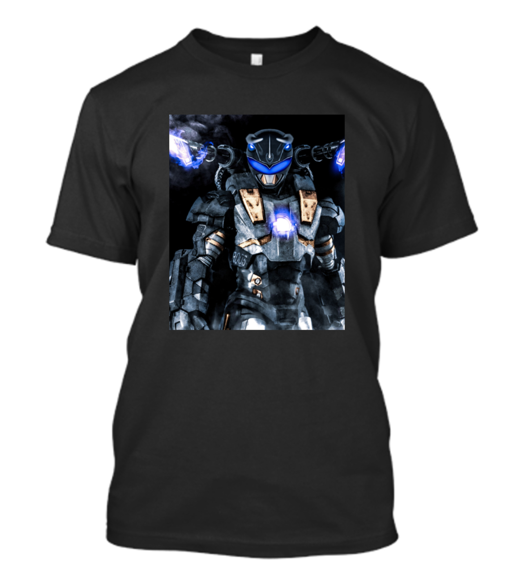 Triceratops War Sentry Robo Armor With Glowing Blue Accents T-Shirt