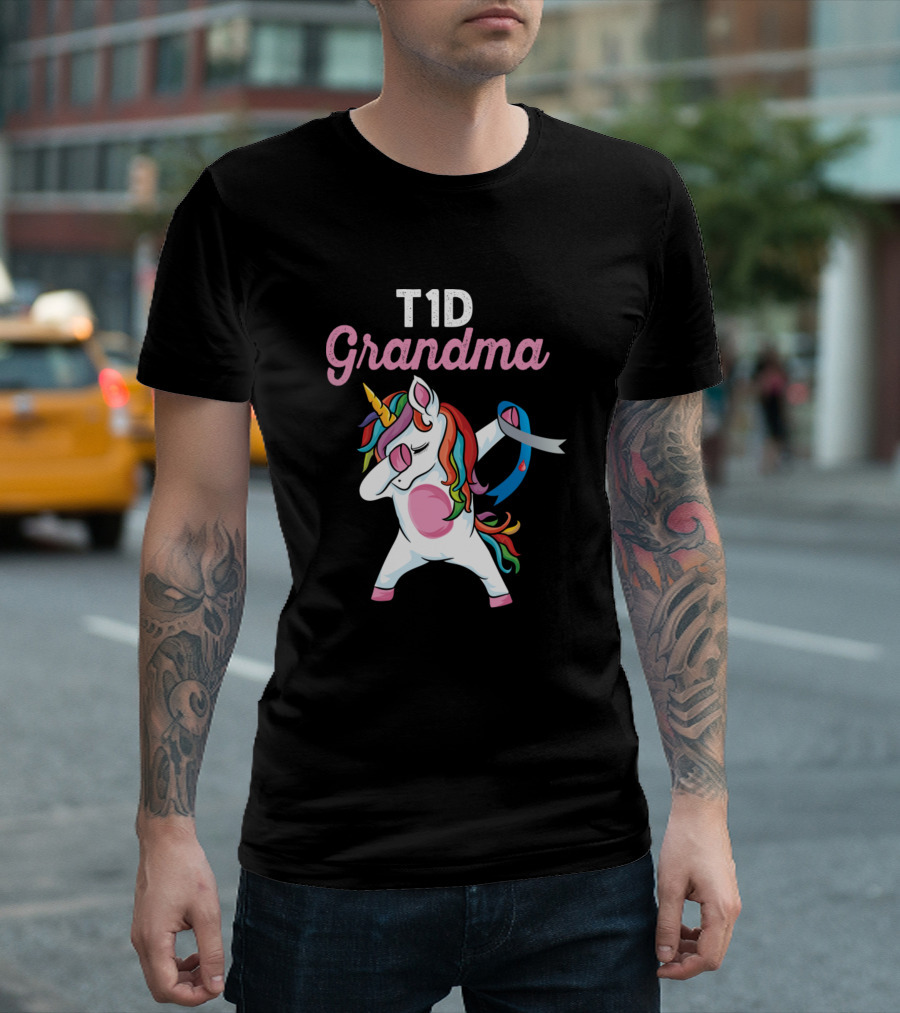 T1D Grandma Dabbing Unicorn Diabetes Awareness T-Shirt