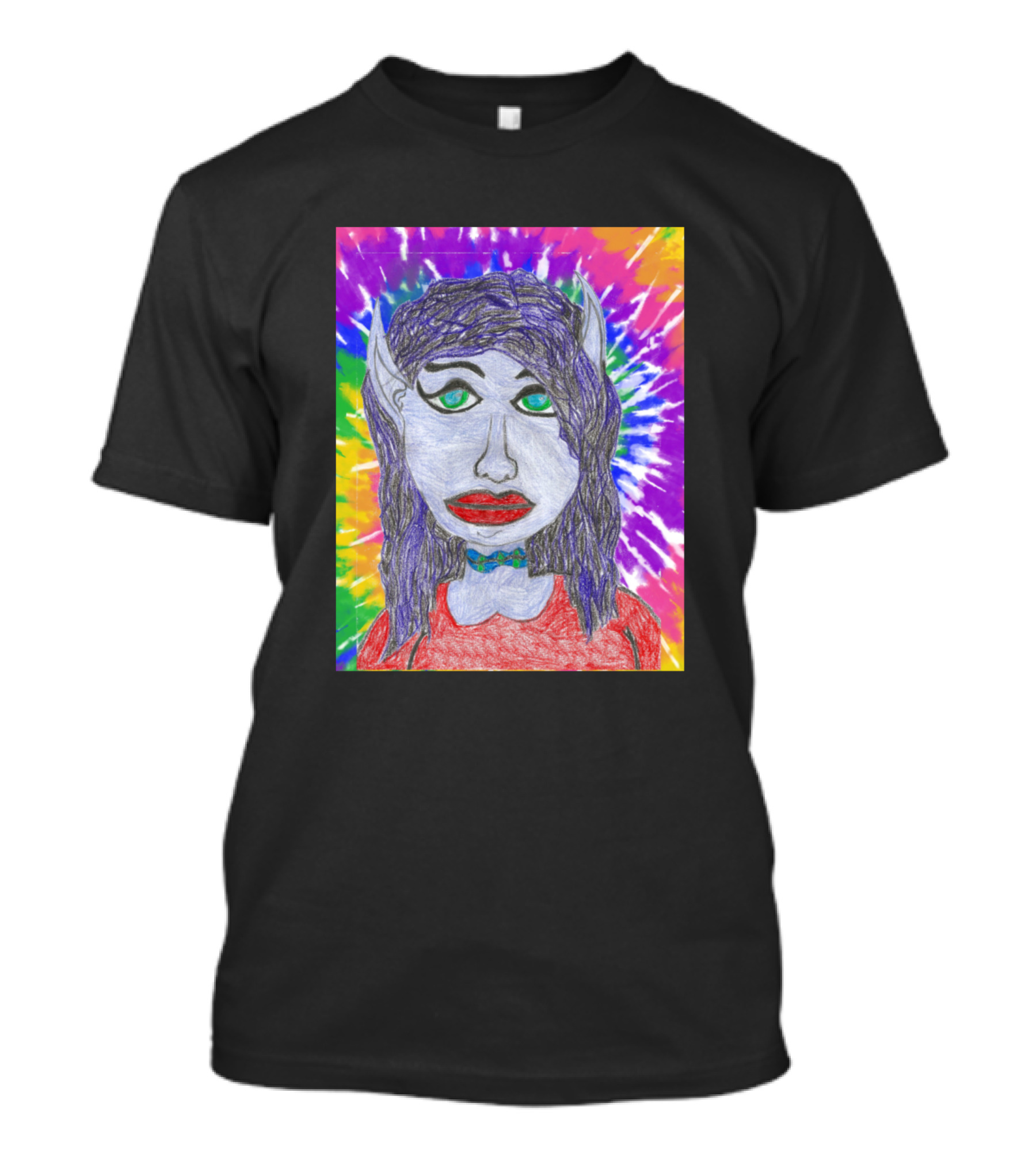 Women Elf Colorful Tie-Dye Background T-Shirt