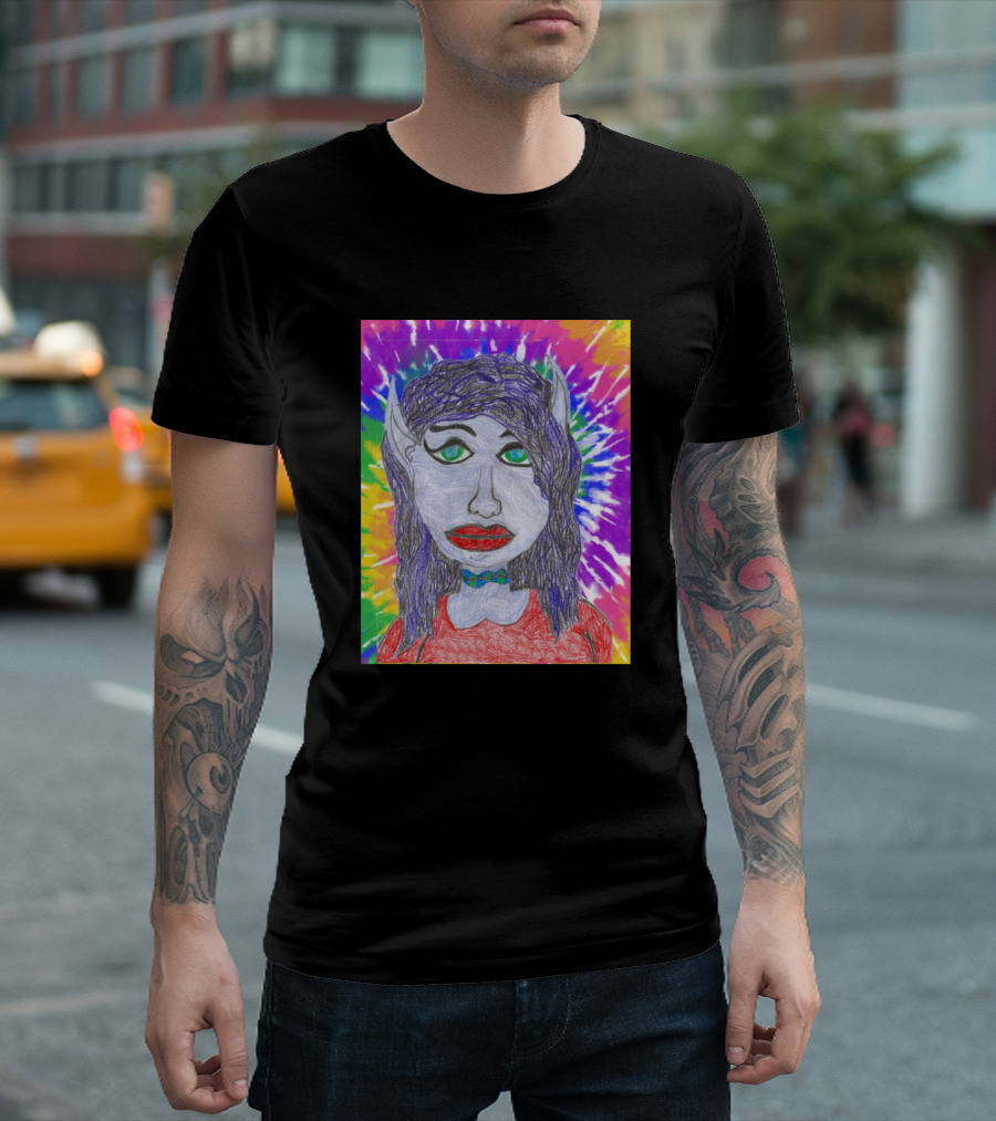 Women Elf Colorful Tie-Dye Background T-Shirt
