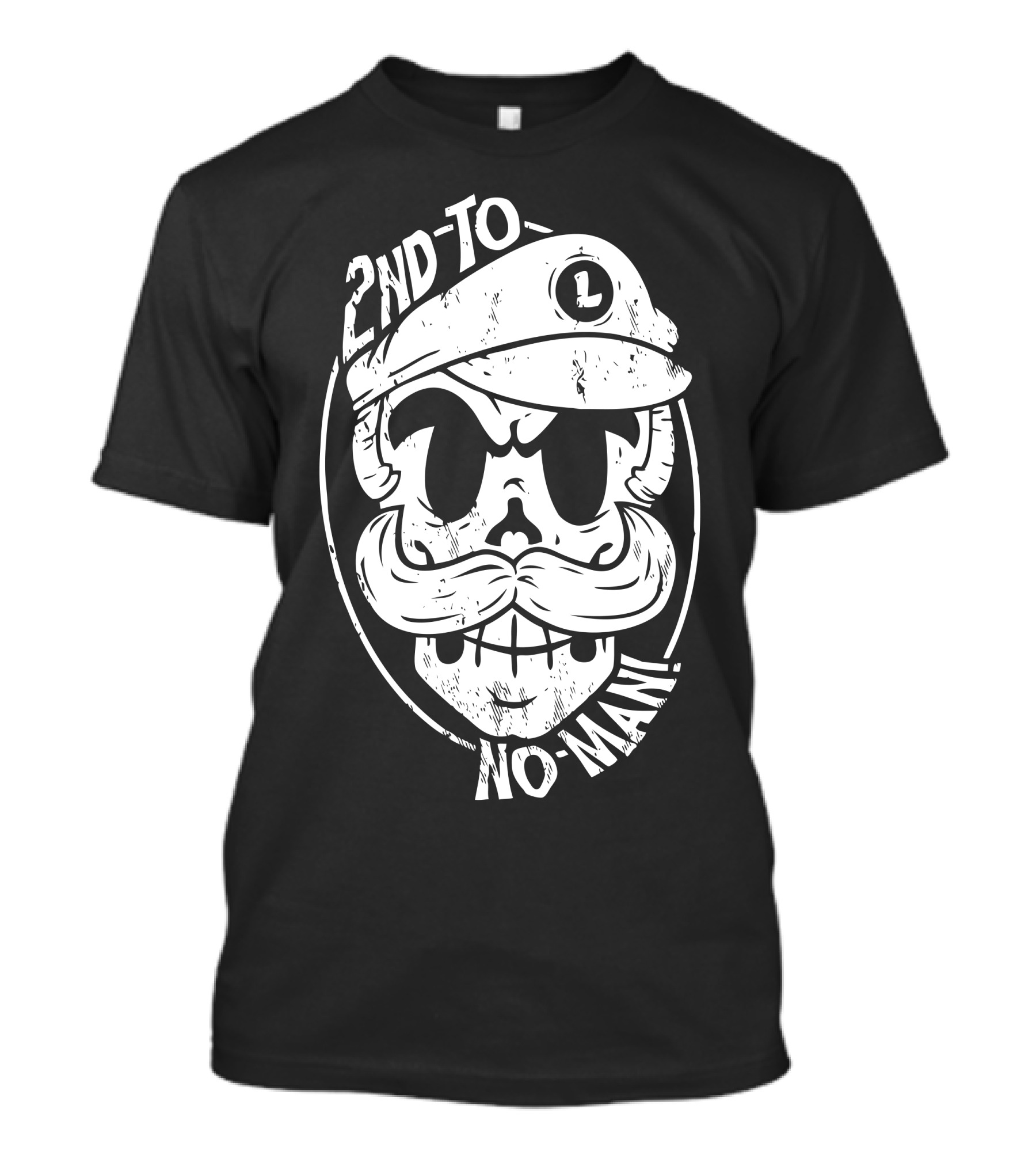 2Nd To No Man Skull With Mustache And Cap T-Shirt