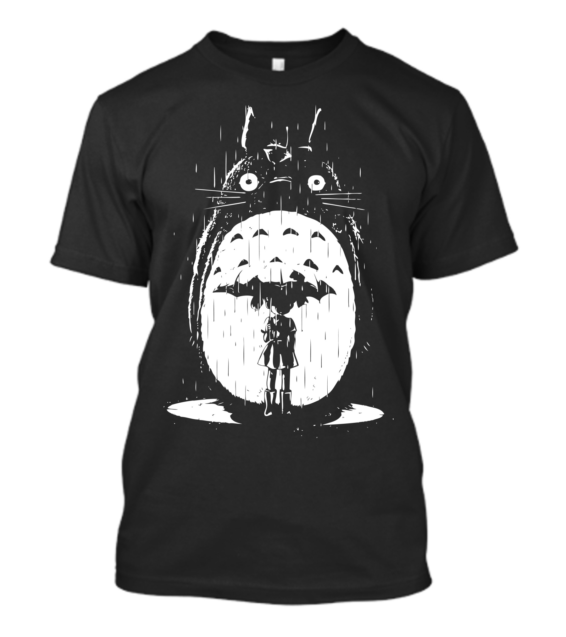 A Noir Neighbour Totoro Umbrella Scene In T-Shirt