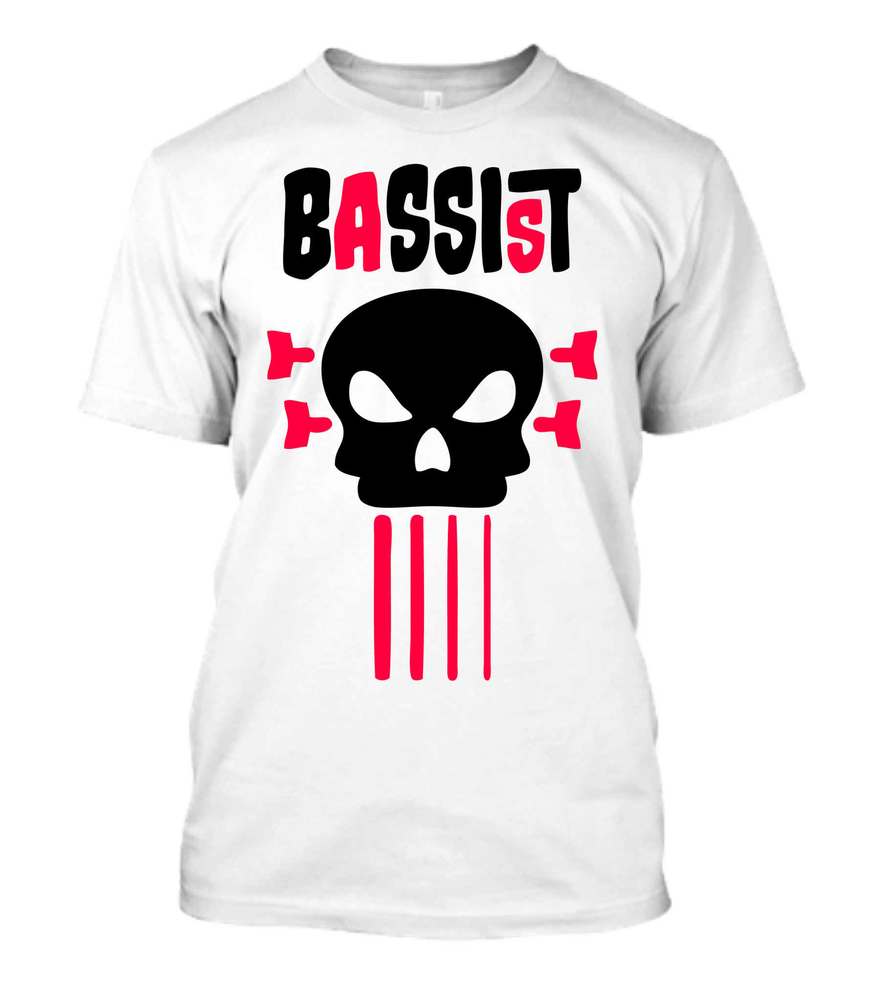 Bassist Skull With Bass Headstock And Strings T-Shirt