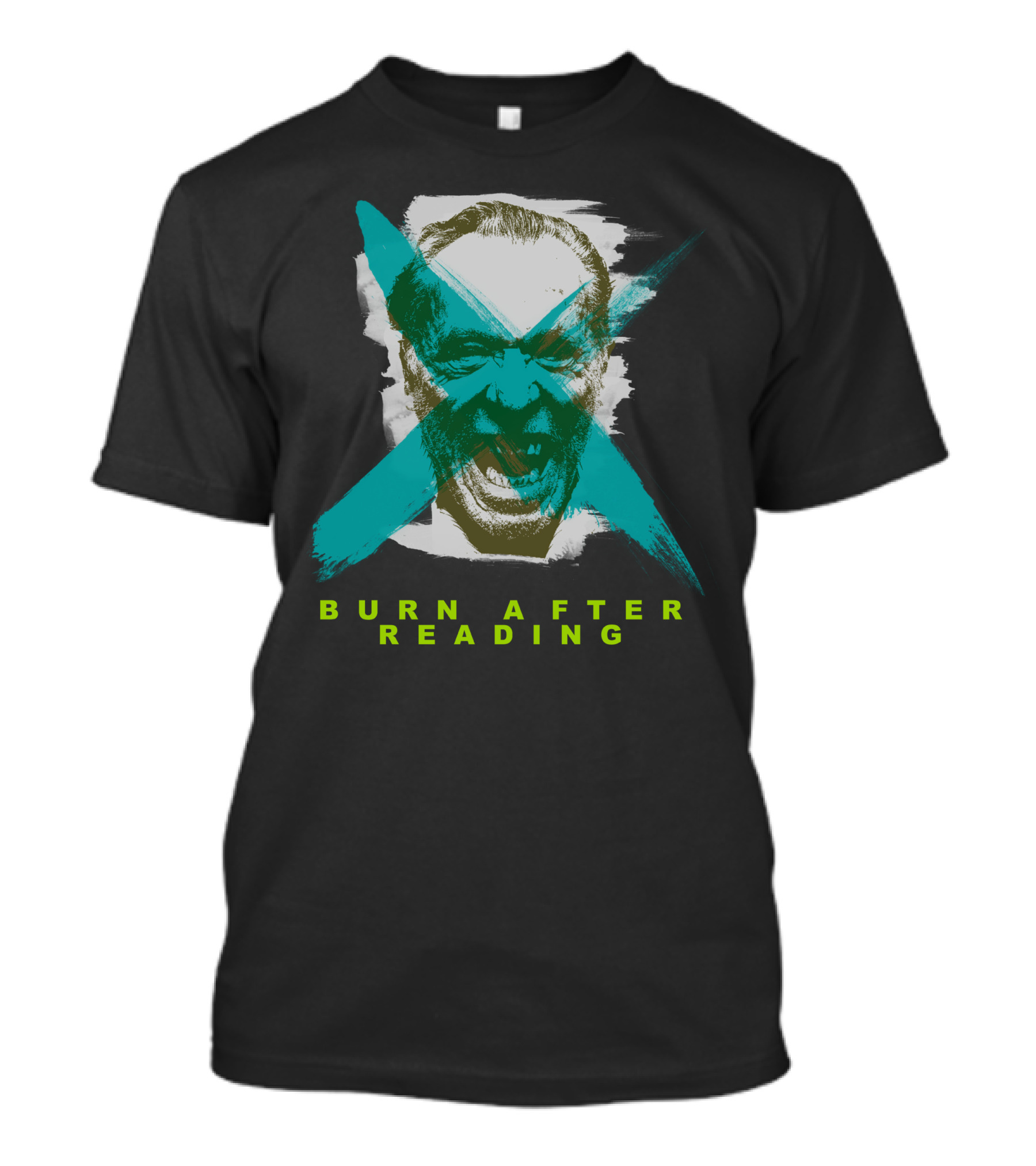 Burn After Reading Angry Face Expression With Crossed Paint Strokes T-Shirt