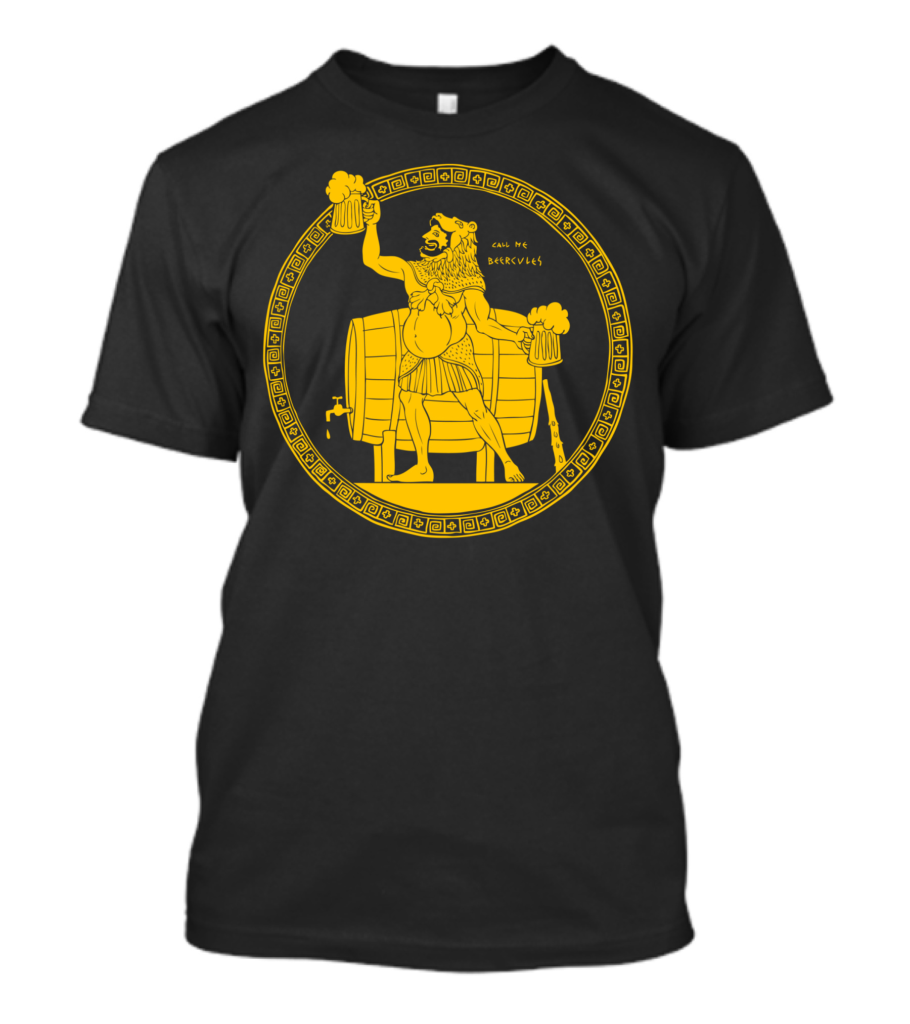 Call Me Beercules Greek Style Hercules With Beer Mugs And Barrel T-Shirt