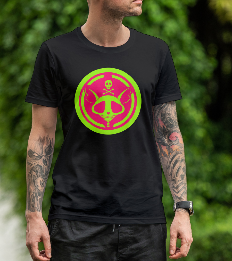 Cat Skeleton Neon Skull And Crossbones T-Shirt
