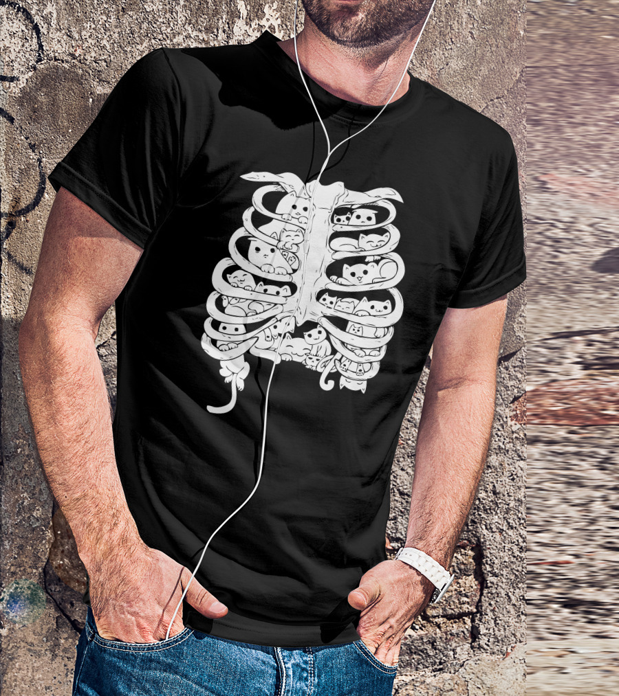 Cats Inside Ribcage Bones T-Shirt
