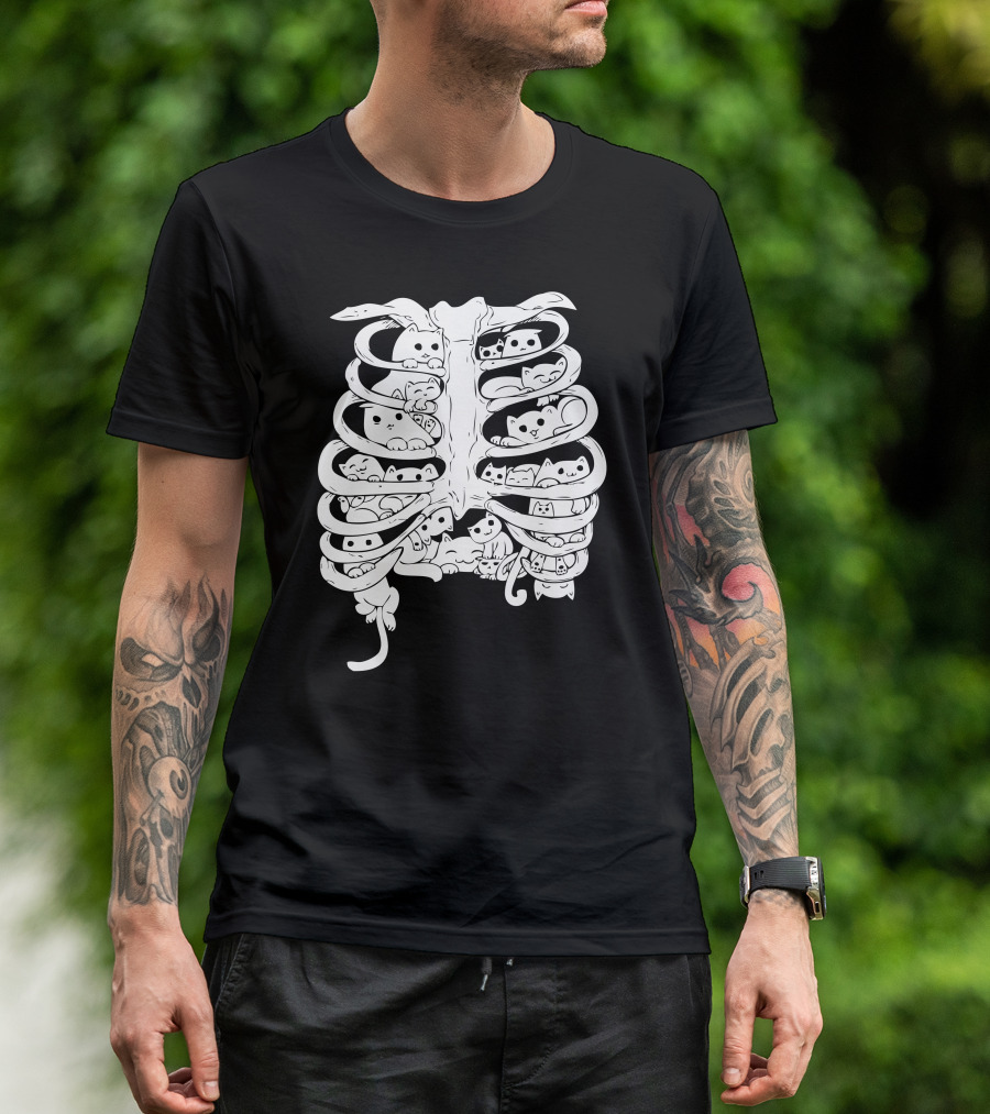 Cats Inside Ribcage Bones T-Shirt