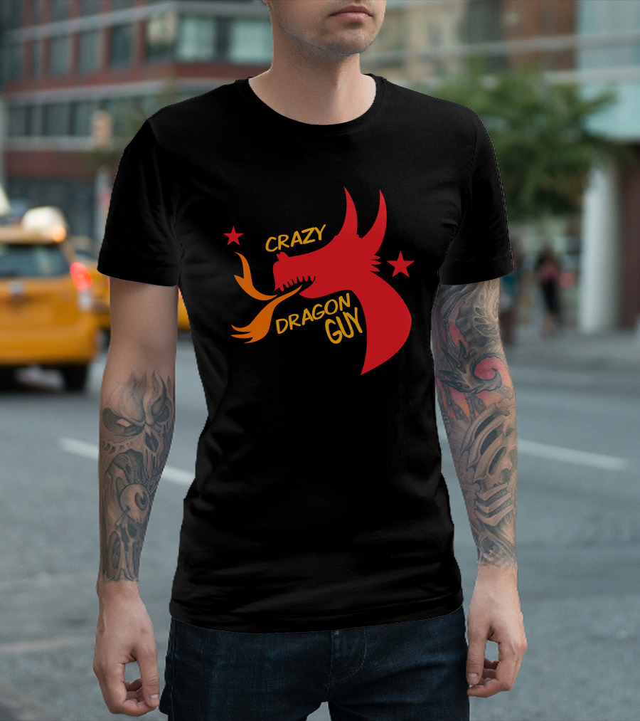 Crazy Fire-Breathing Red Dragon Guy with Stars T-Shirt