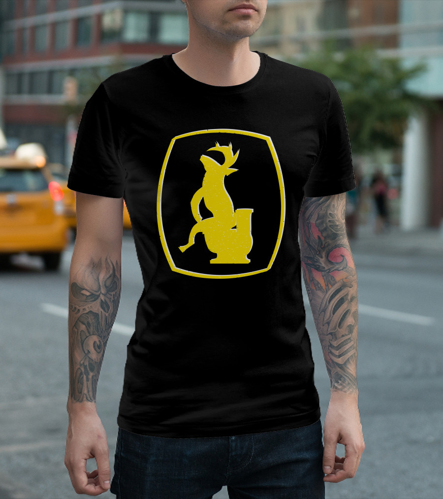 Deer John Toileting Deer Parody In Iconic Yellow Outline T-Shirt