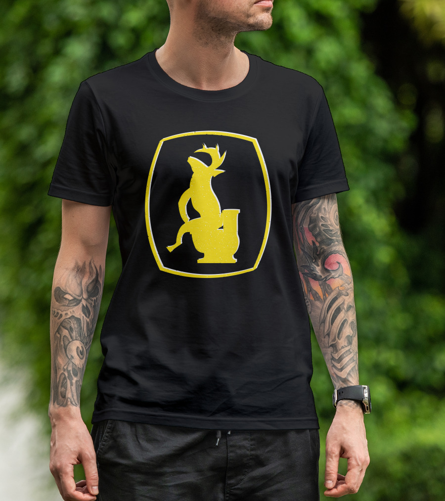 Deer John Toileting Deer Parody In Iconic Yellow Outline T-Shirt