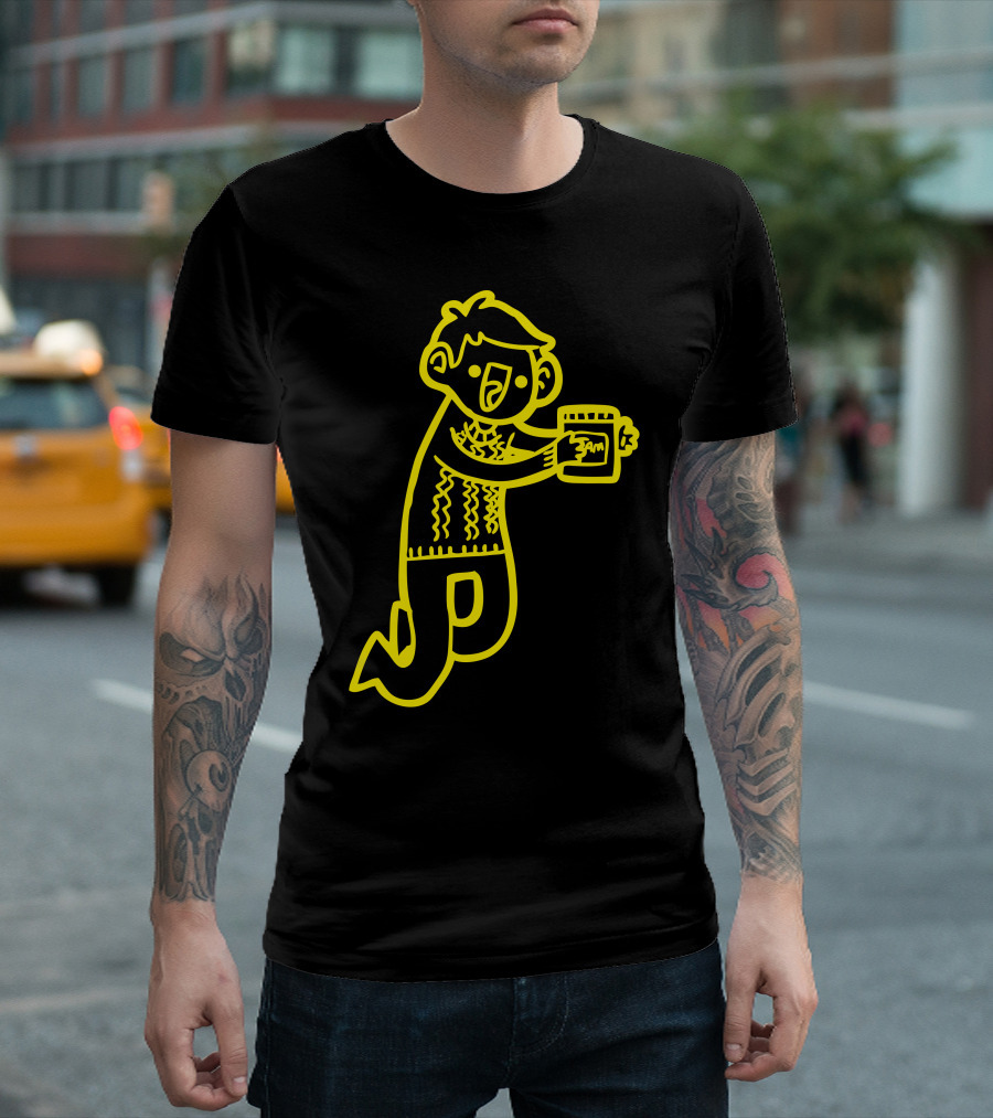 Doodle Jawn Holding Jam Jar with Excited Character T-Shirt