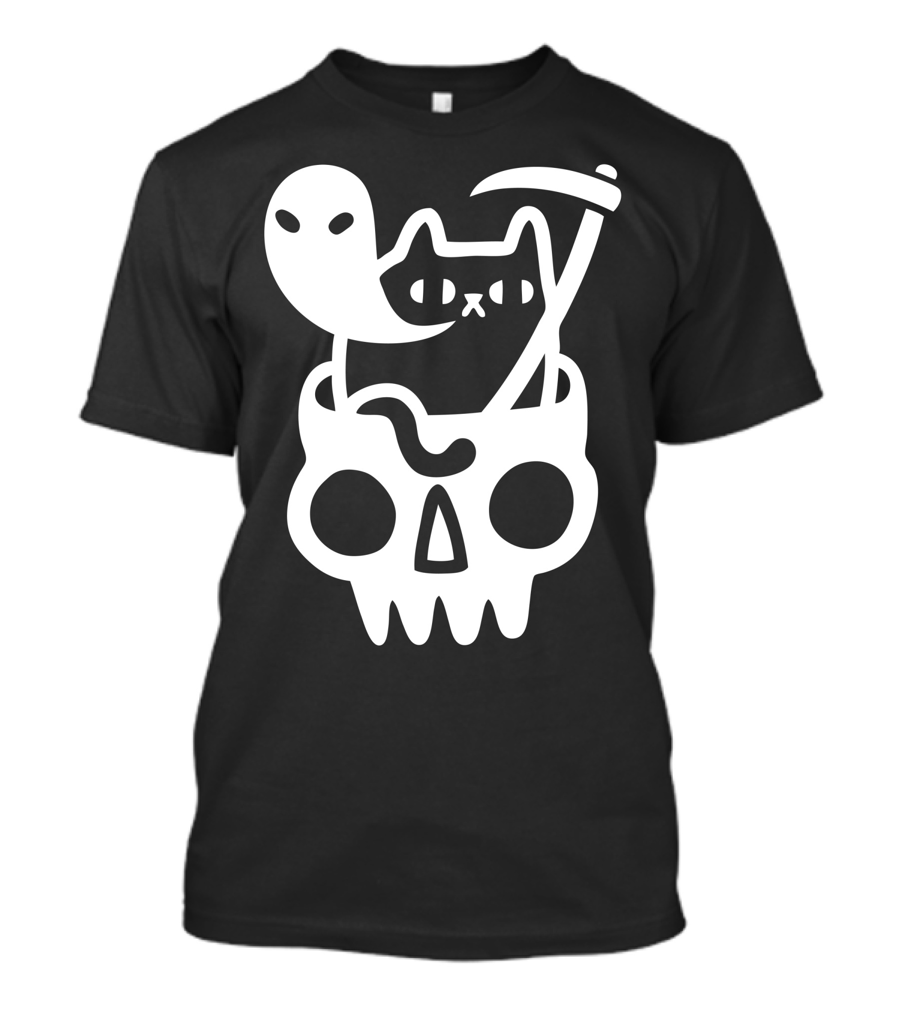 Doom Cat Grim Reaper Skull Ghost T-Shirt