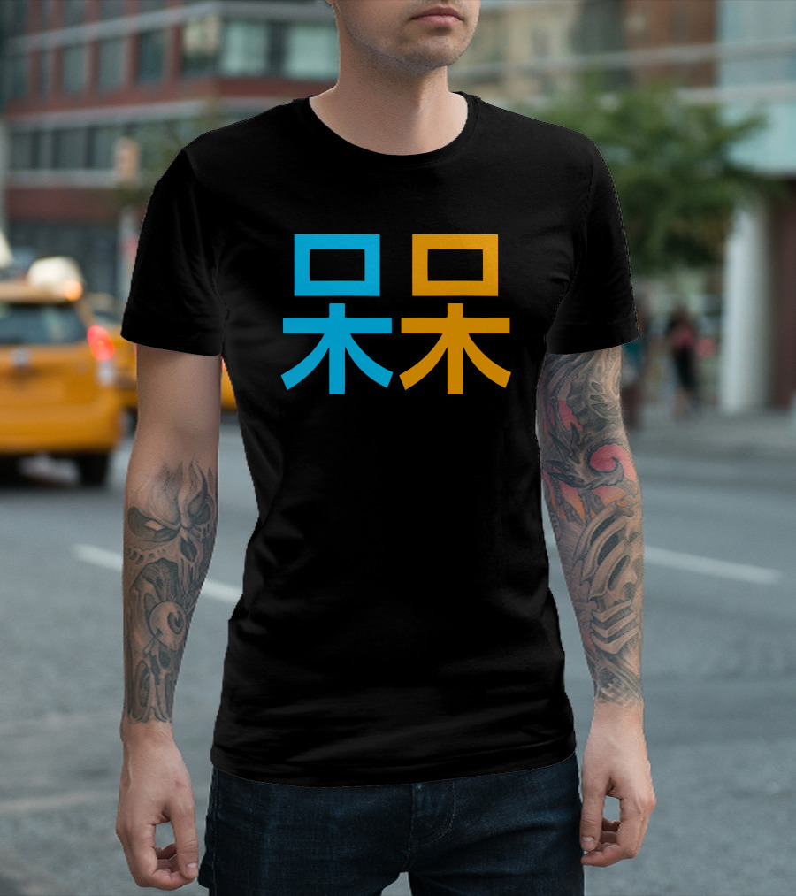 Dumb And Dumb Chinese Characters Blue And Orange T-Shirt