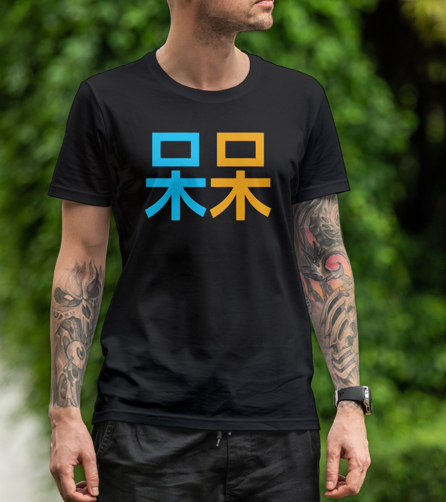 Dumb And Dumb Chinese Characters Blue And Orange T-Shirt