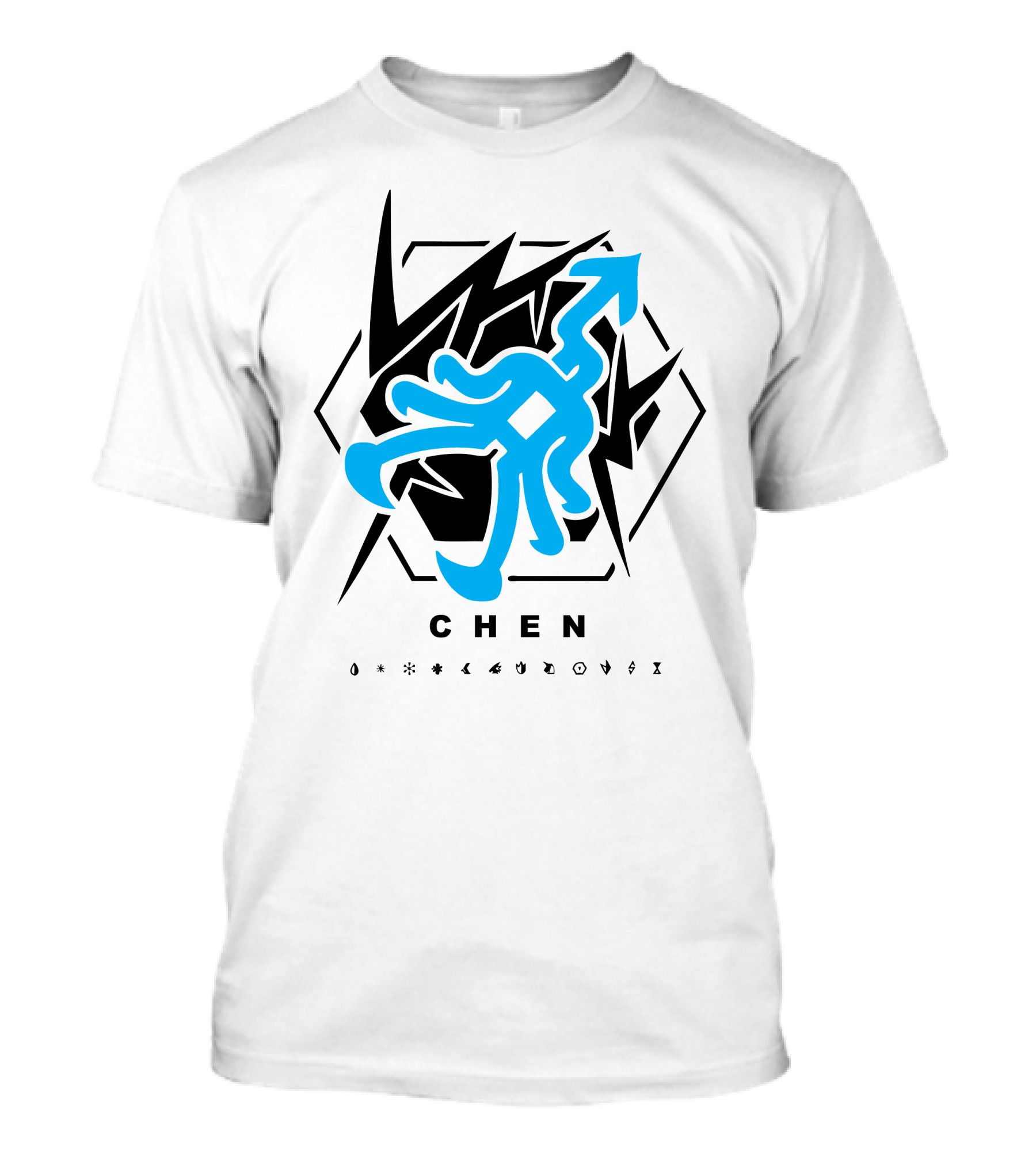 Exo Chen Superpower Symbols And Blue Figure T-Shirt