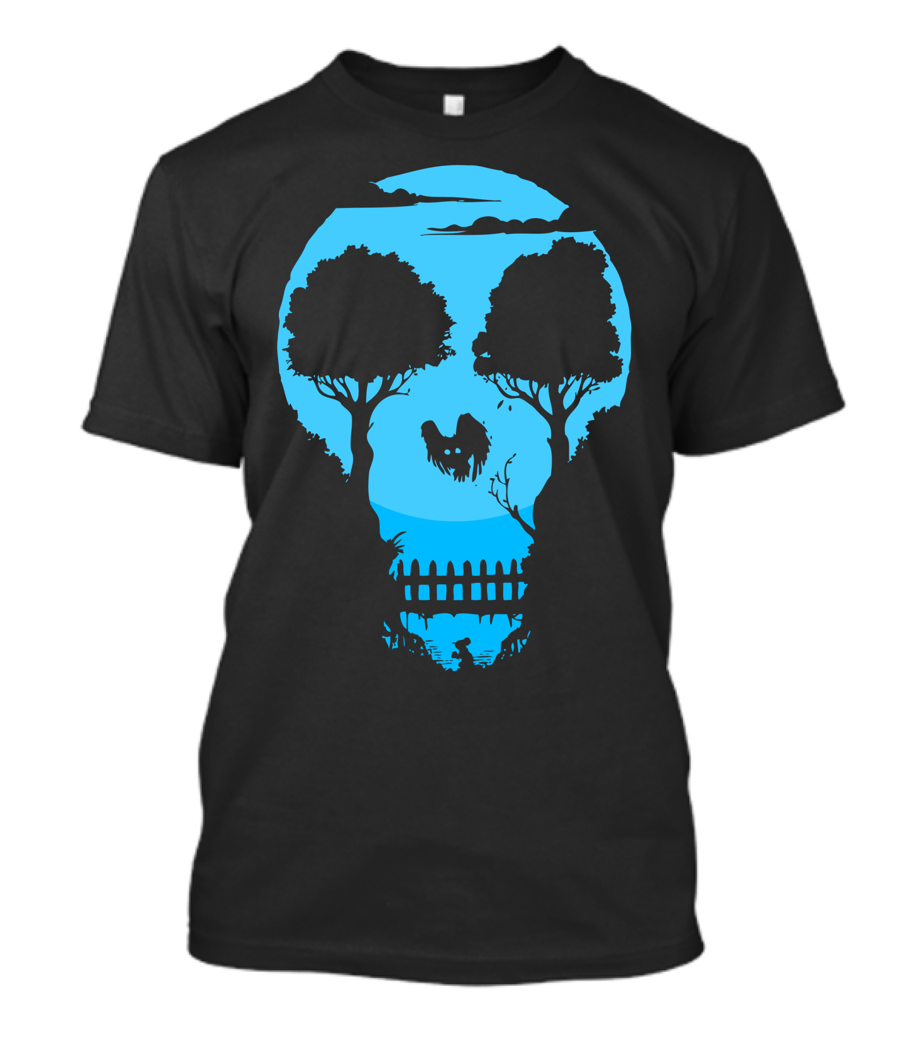Gets The Rat Skull Forest Silhouette Raven Fence Moon Scene T-Shirt