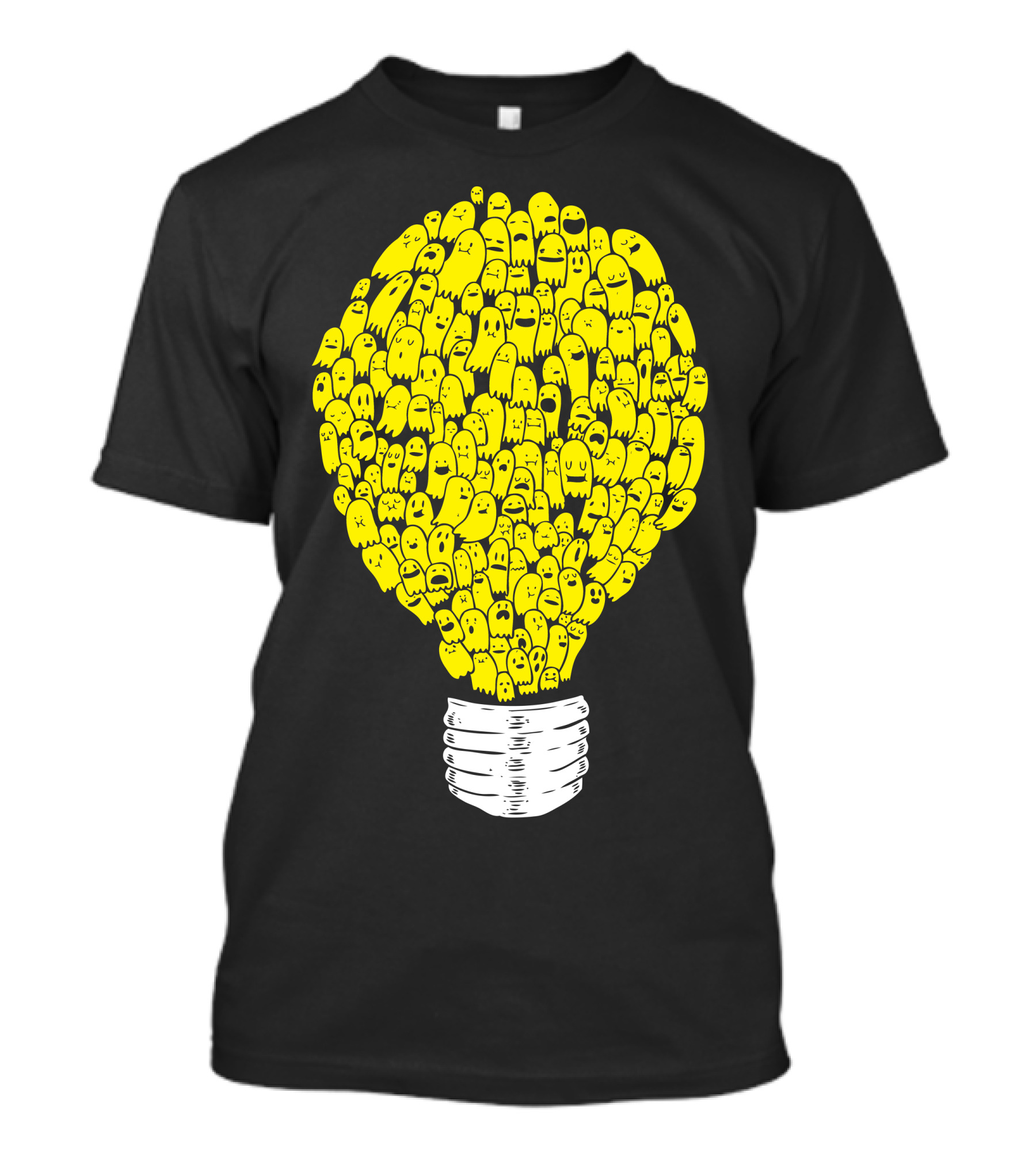Ghost Bulb Light Yellow Cartoon Characters T-Shirt