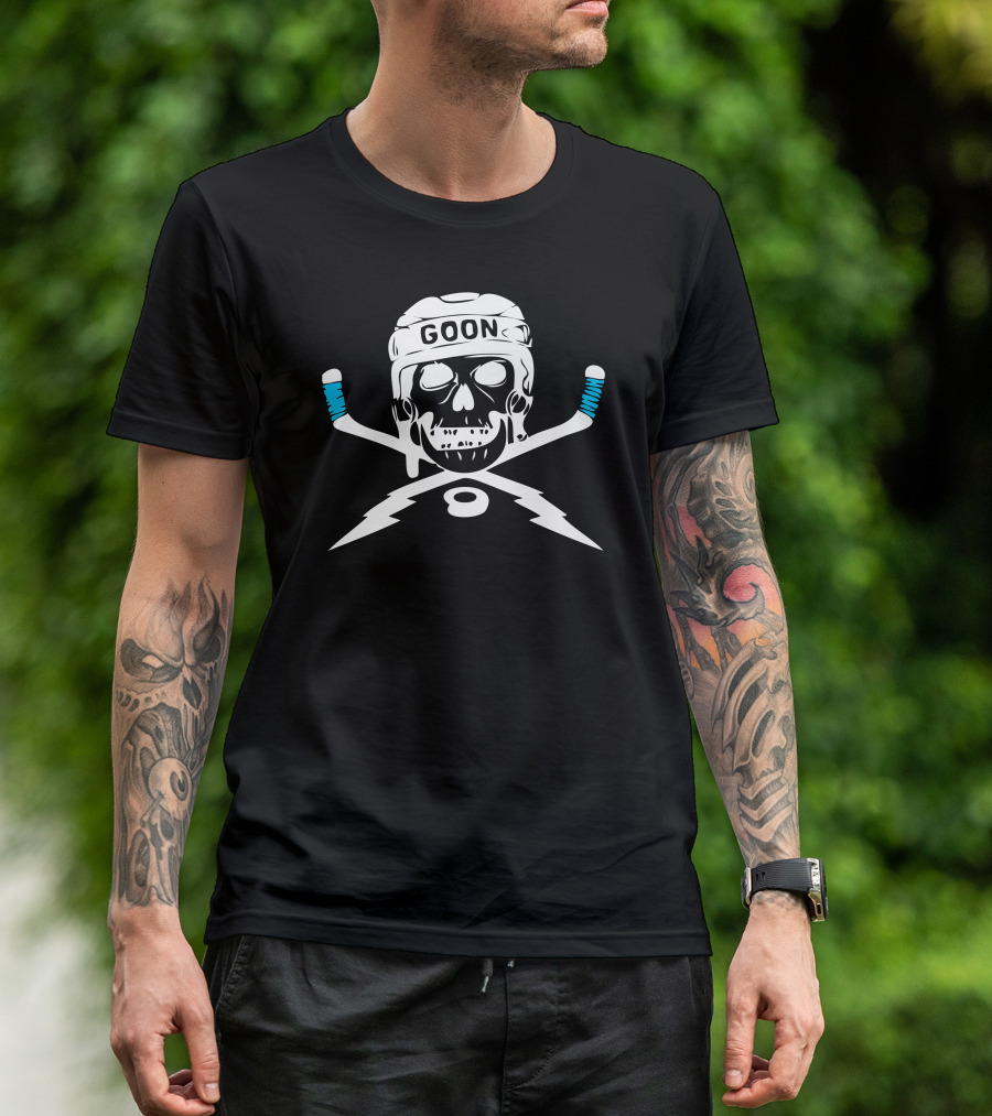 Goon Skull Hockey Crossed Sticks T-Shirt