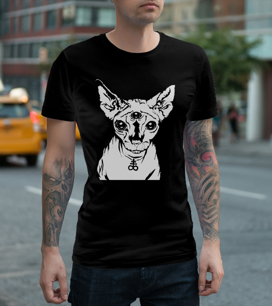 Hell Cat Third Eye Occult Symbol Sphynx T-Shirt