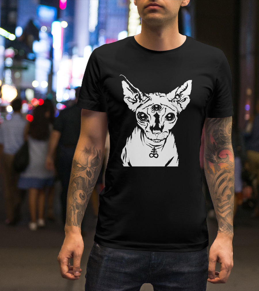 Hell Cat Third Eye Occult Symbol Sphynx T-Shirt