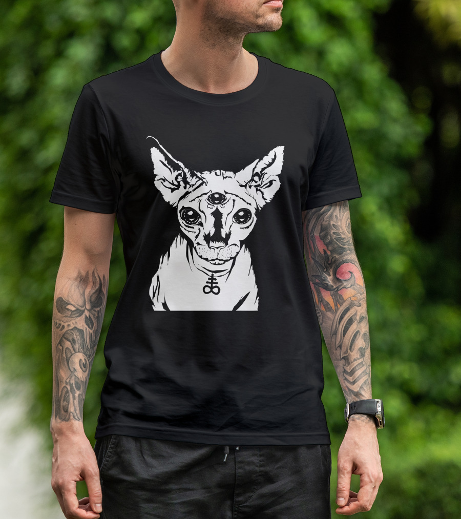 Hell Cat Third Eye Occult Symbol Sphynx T-Shirt