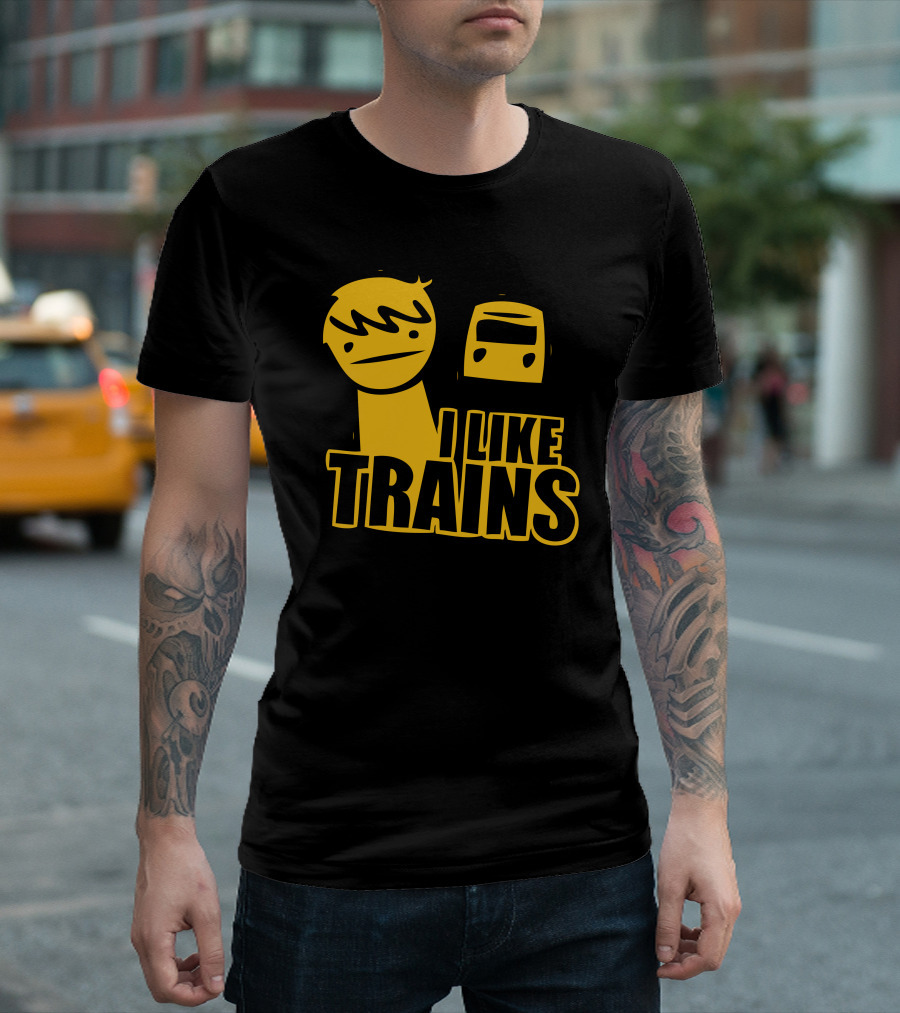 I Like Trains Boy Cartoon With Train Face T-Shirt