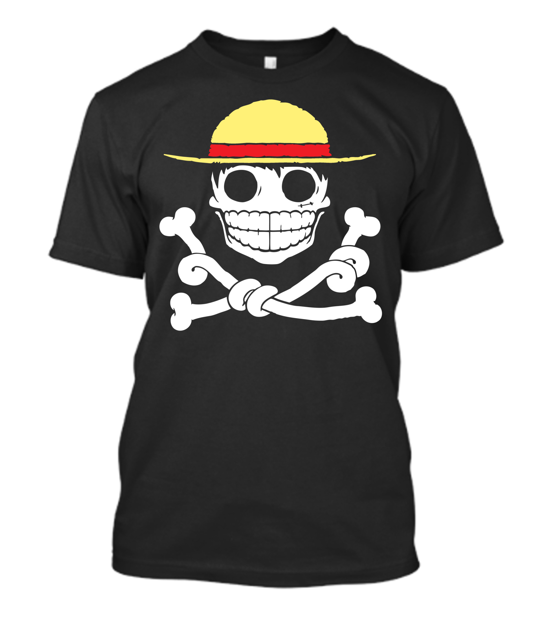 Straw Hat Pirate Jolly Luffy Skull And Crossbones T-Shirt