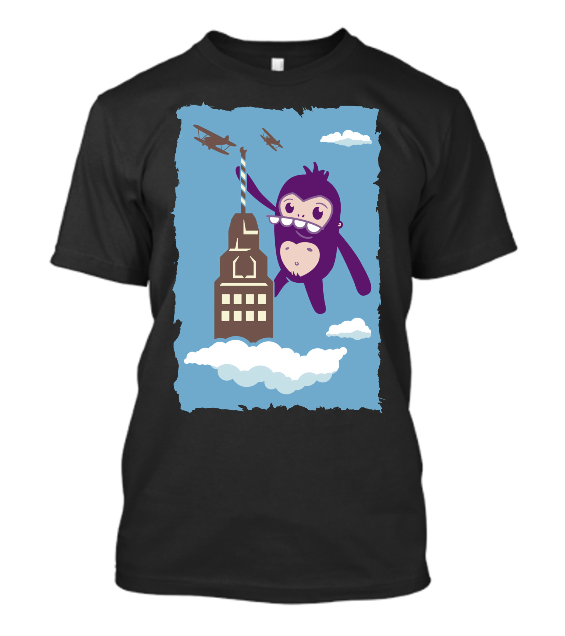 Konga Climb Giant Ape Battling Bi-Planes On Skyscraper Adventure T-Shirt