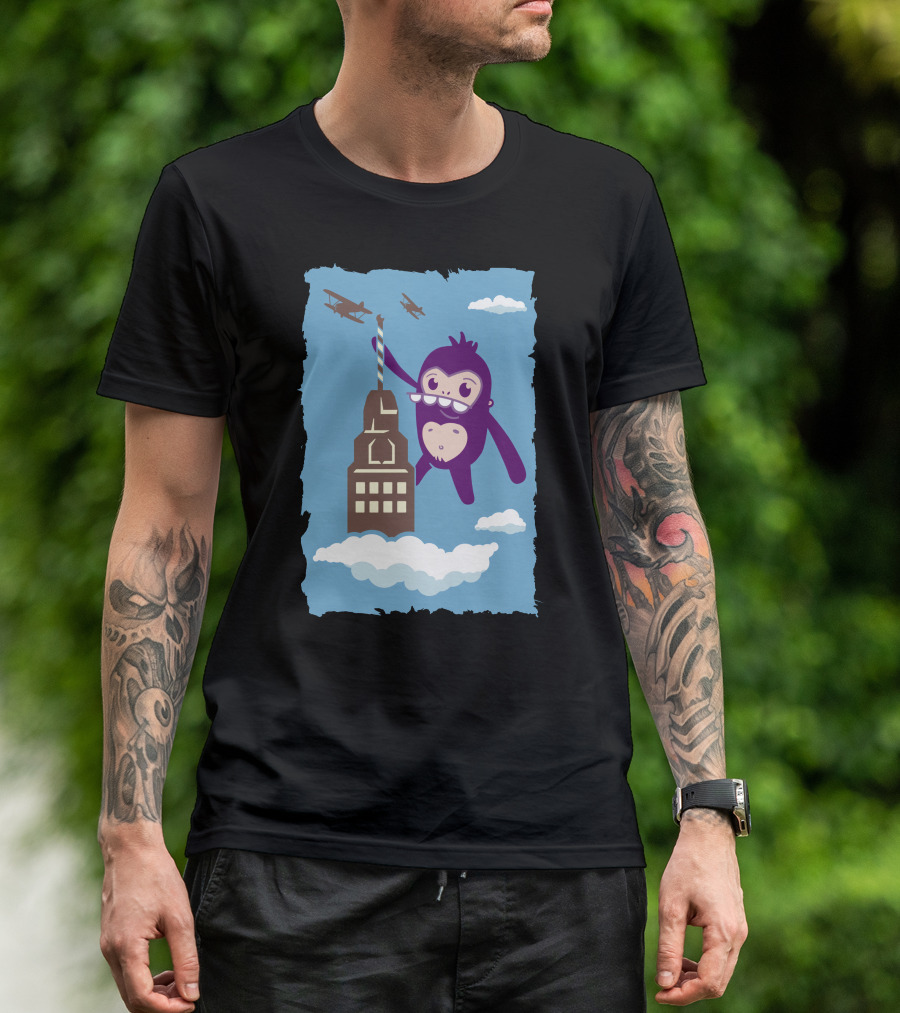 Konga Climb Giant Ape Battling Bi-Planes On Skyscraper Adventure T-Shirt