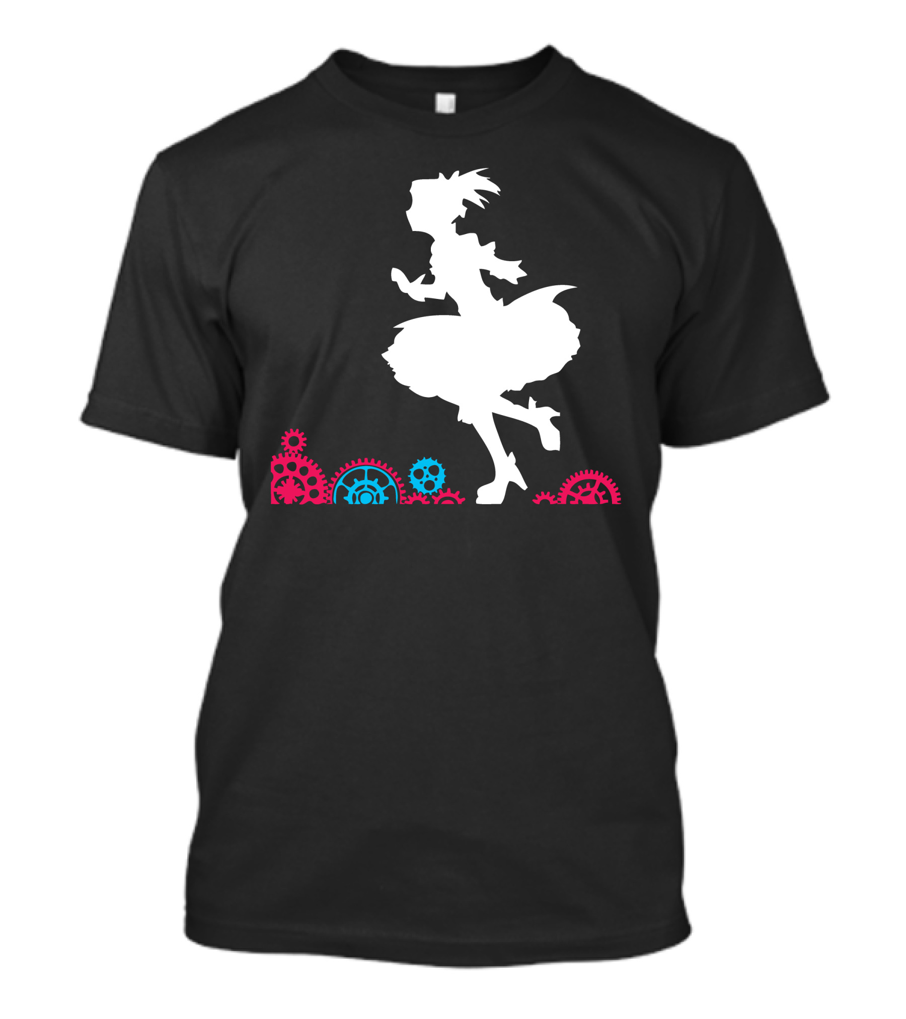 Madoka Running Silhouette With Colorful Gears T-Shirt
