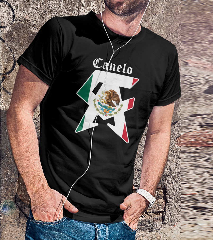 Canelo Mexican Boxing Champion Emblem With Flag And Eagle T-Shirt