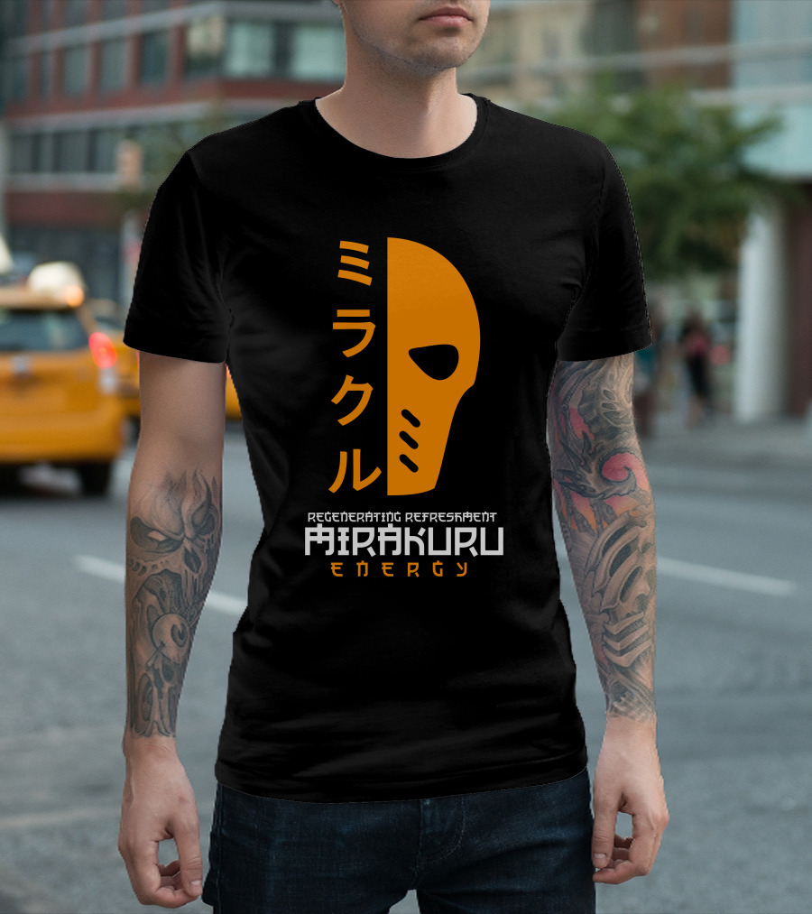 Mirakuru Energy Regenerating Refreshment Orange Mask Kanji T-Shirt