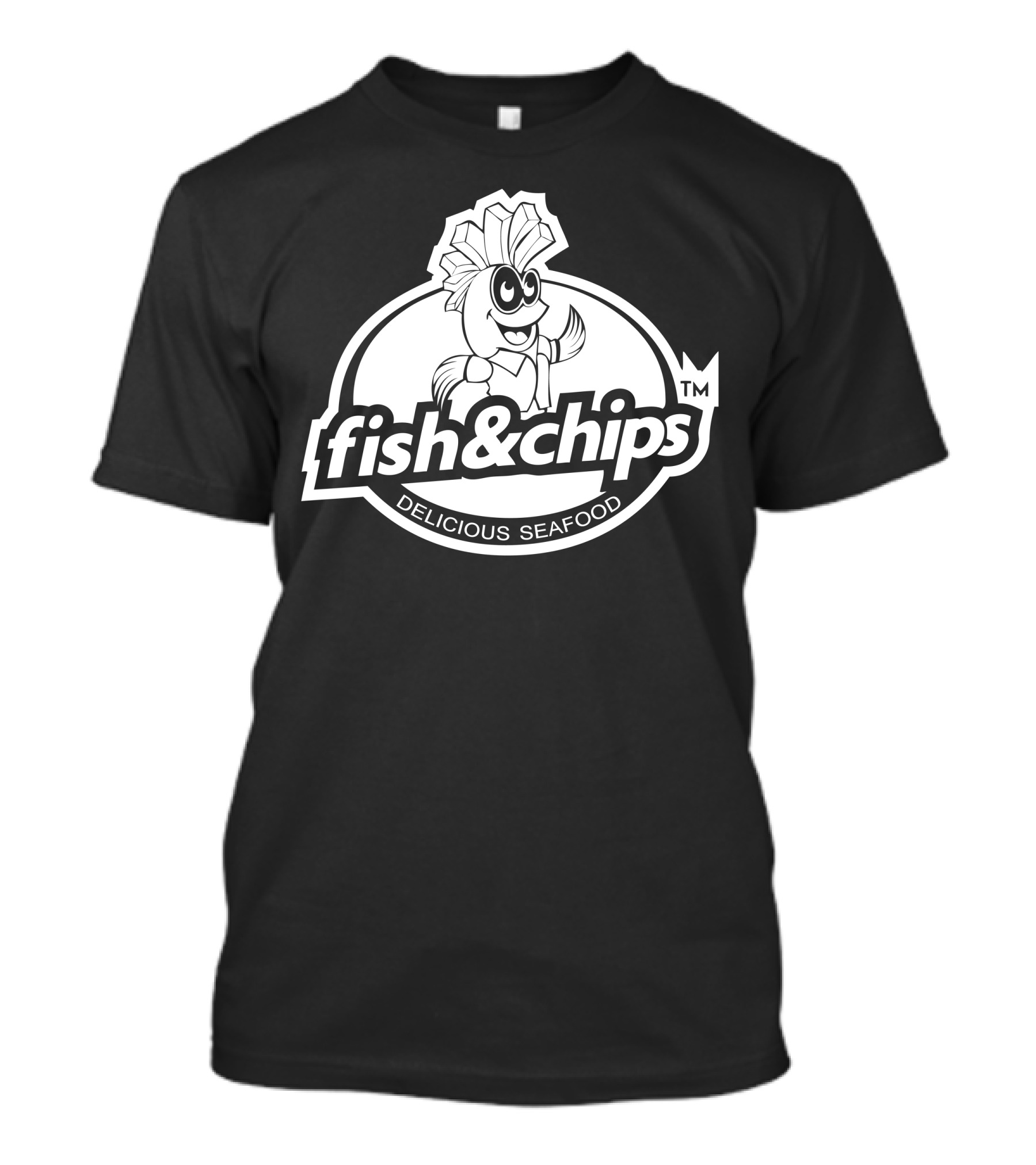 Fish And Chips Delicious Seafood Cartoon T-Shirt