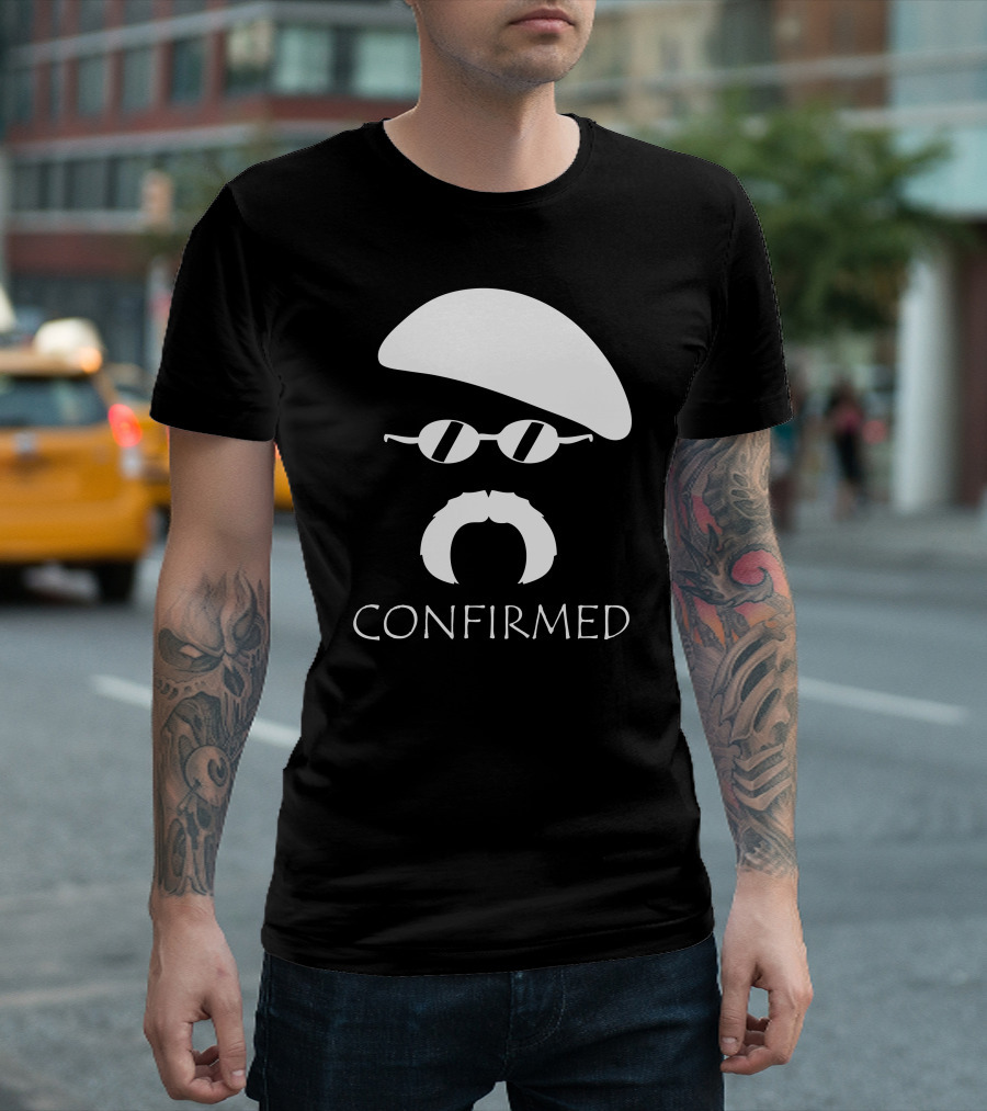 Mythbusters Jamie Hyneman Beret Glasses Mustache Confirmed T-Shirt