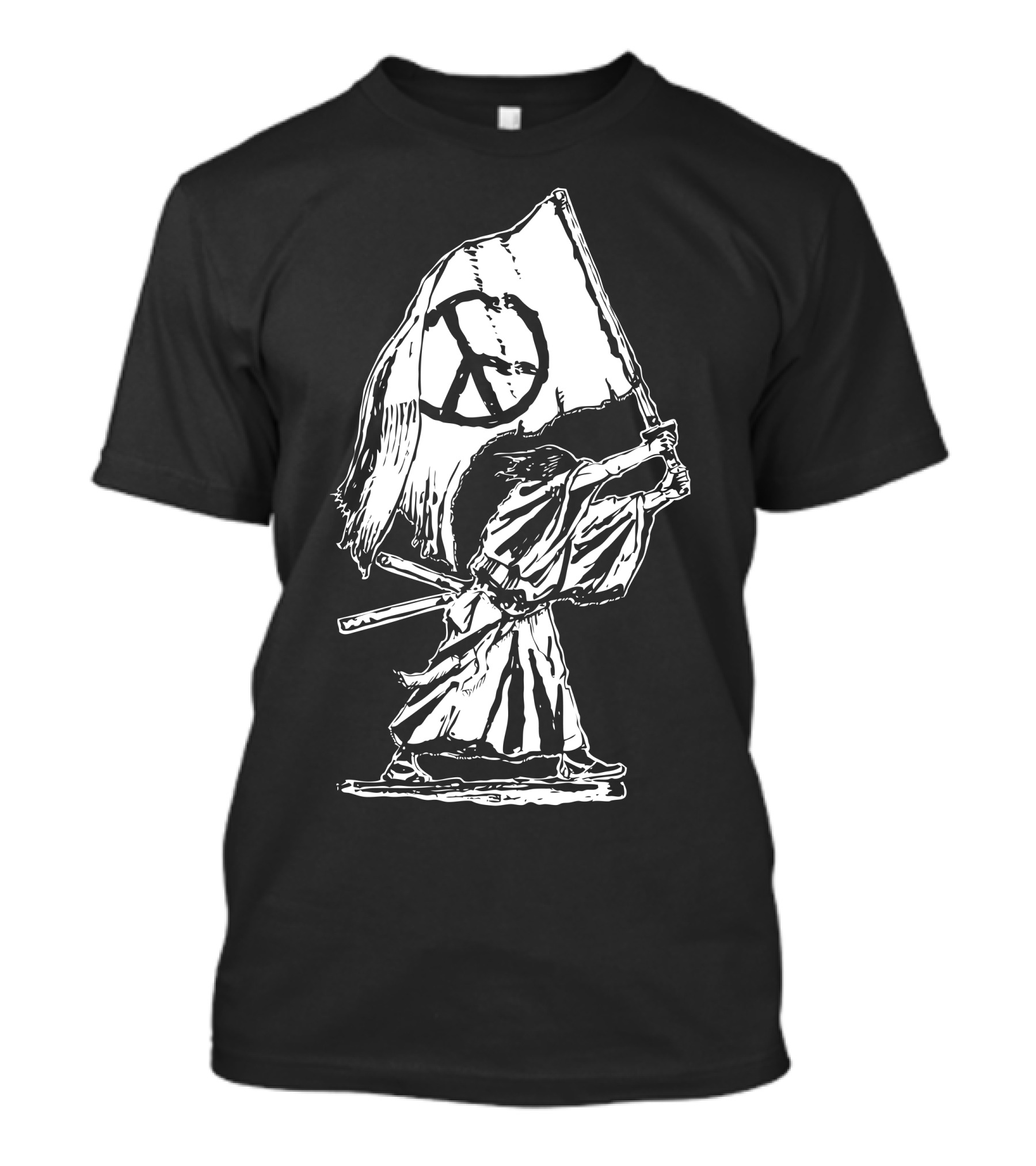 Peaceful Samurai Warrior Holding Peace Flag T-Shirt