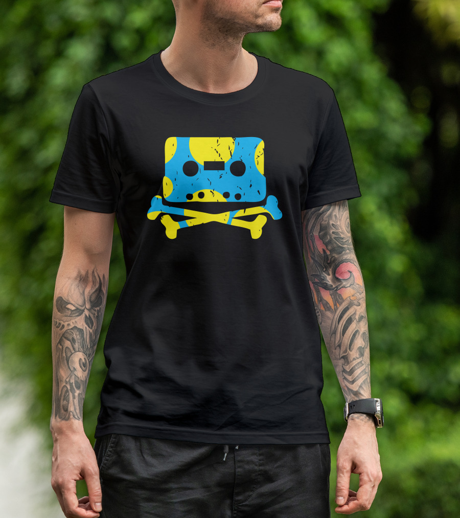 Pirate Cassette Retro Skullbones T-Shirt