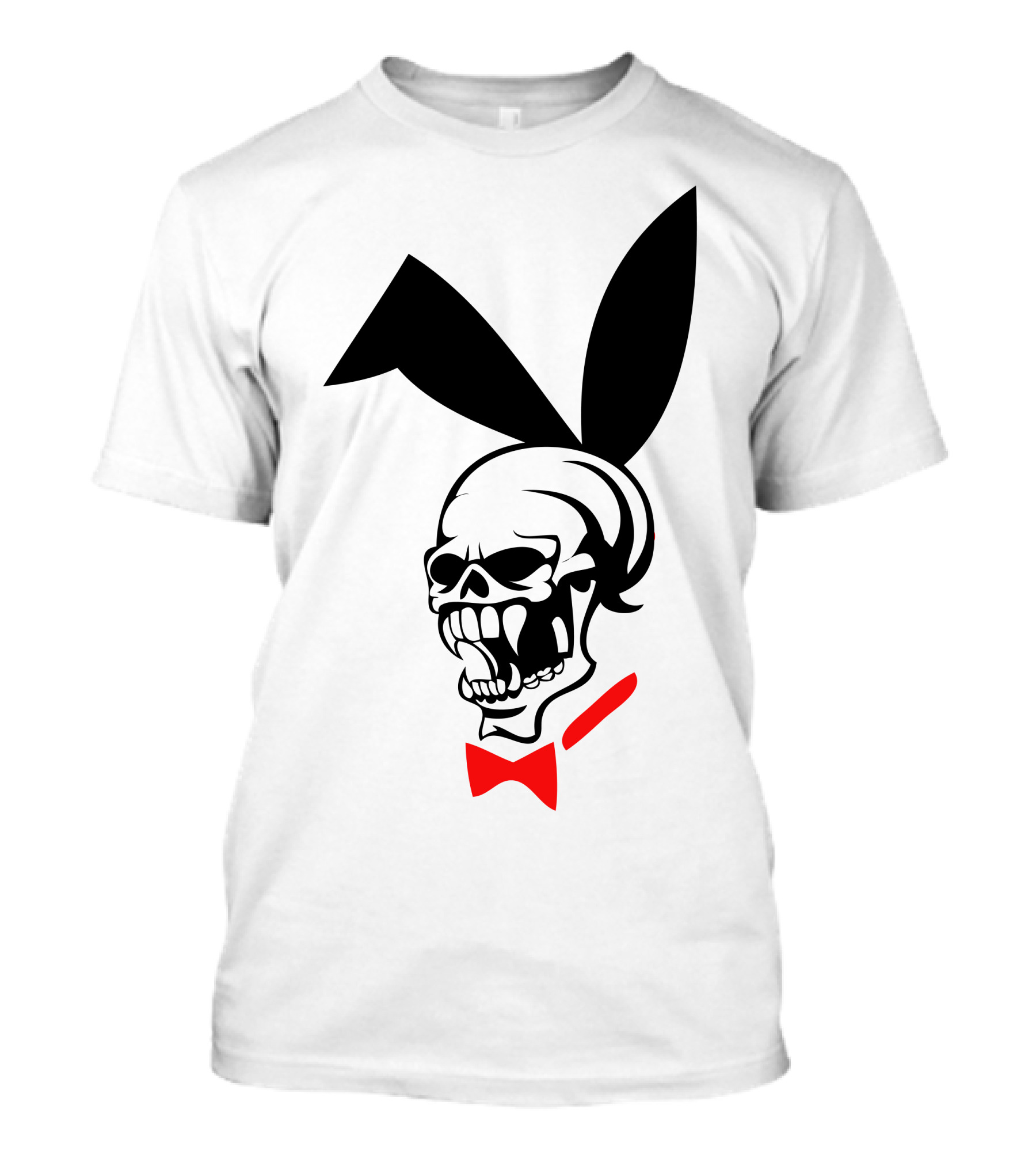Playboy Skull Bunny Red Bow Tie T-Shirt