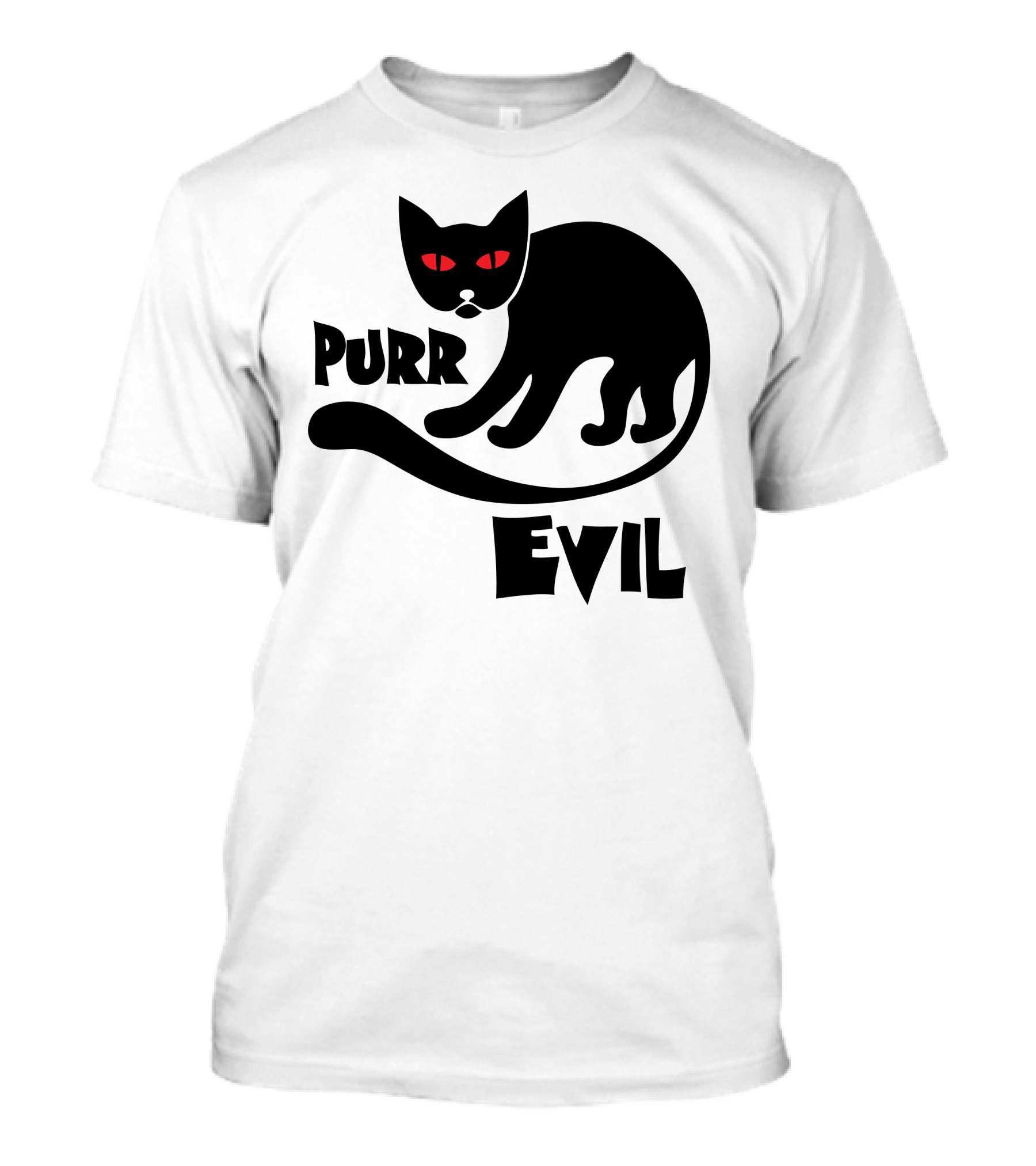 Purr Evil Black Cat Red Eyes T-Shirt