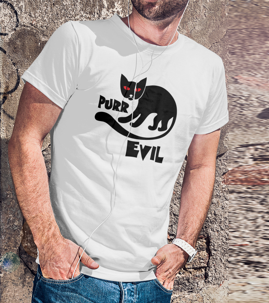 Purr Evil Black Cat Red Eyes T-Shirt
